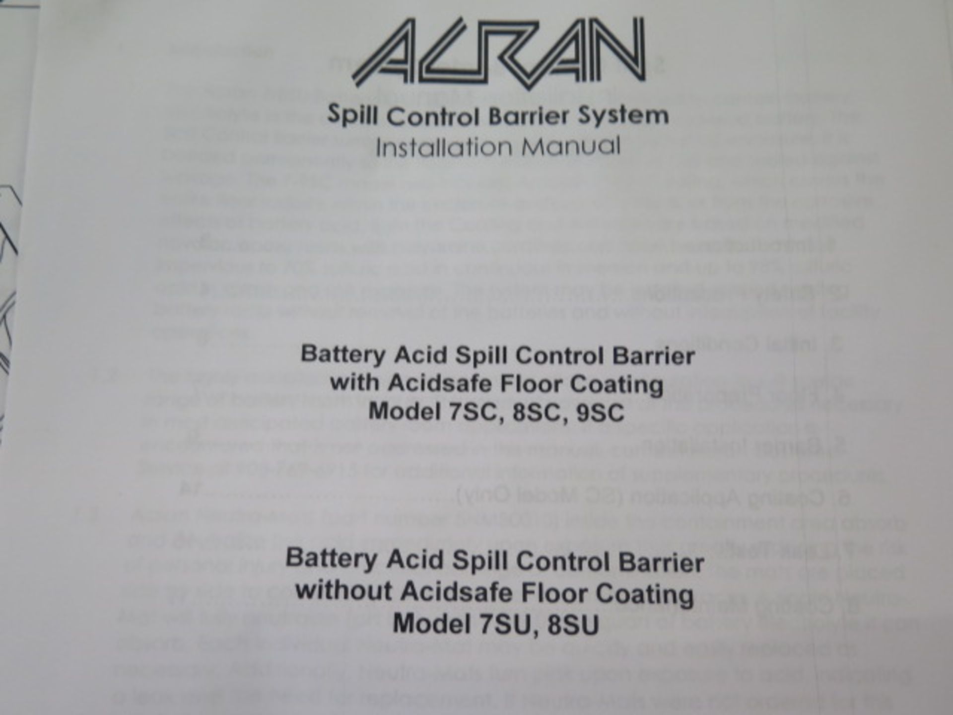 Acran Battery Acid Spill Control Barrier w/ Acidsafe Floor Coating - Image 2 of 3