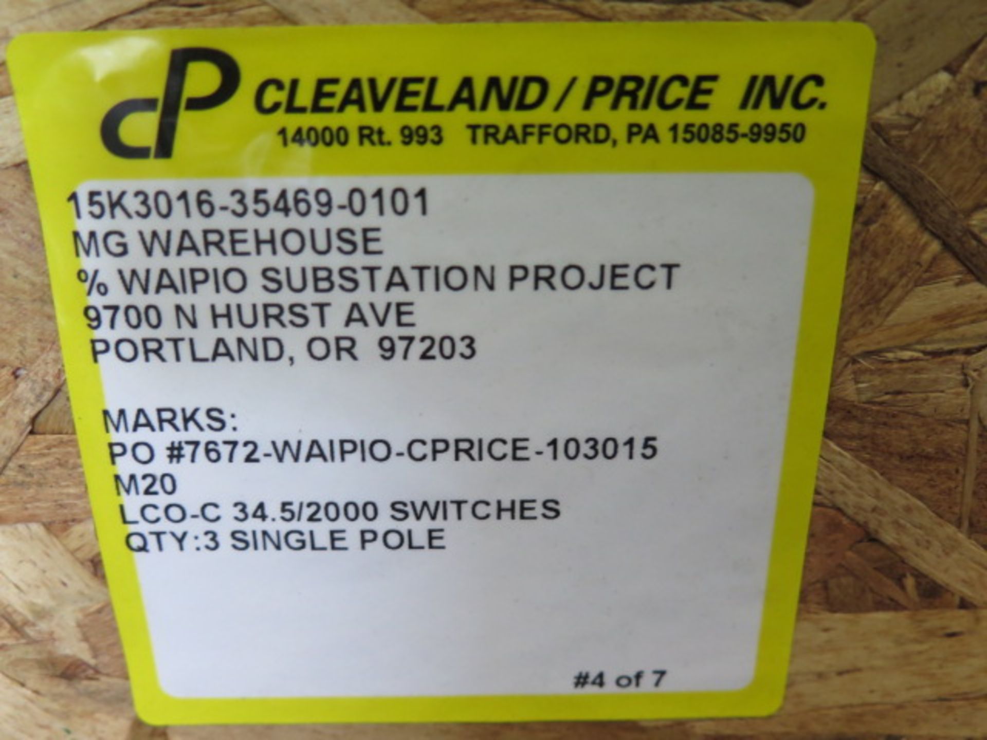 (3) 2016 Cleaveland / Price LCO-C 34.5/2000 Single Pole Disconnection Switches 34.5kV / 2000 Amp - Image 5 of 5