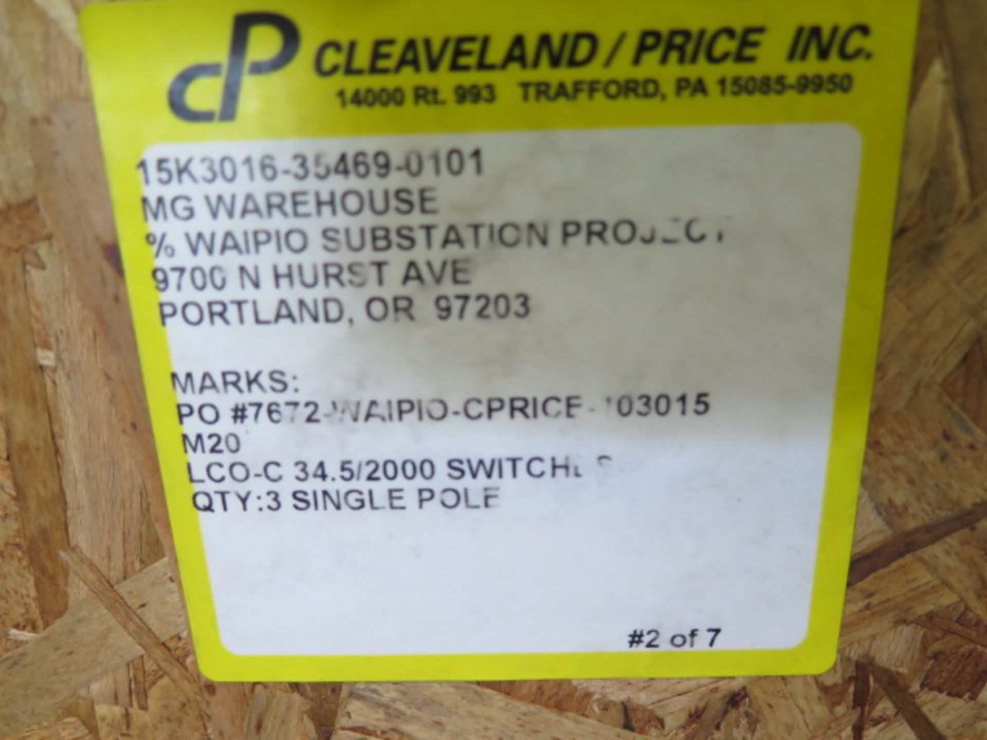 (3) 2016 Cleaveland / Price LCO-C 34.5/2000 Single Pole Disconnection Switches 34.5kV / 2000 Amp - Image 6 of 6