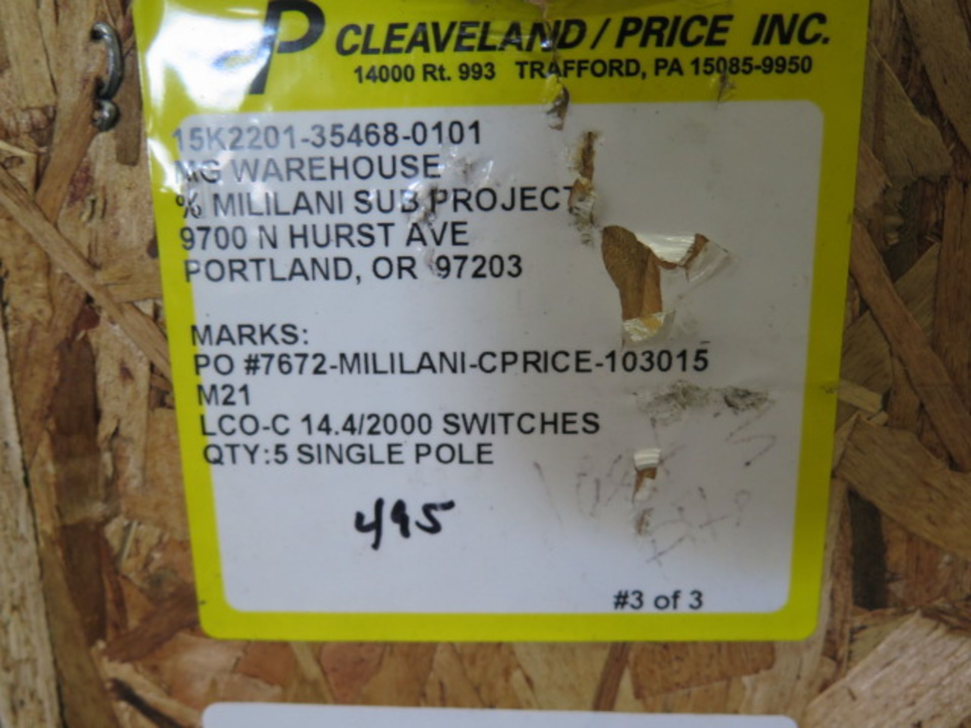 (5) 2016 Cleaveland / Price LCO-C 14.4/2000 Single Pole Disconnection Switches 14.4kV / 2000 Amp - Image 6 of 6