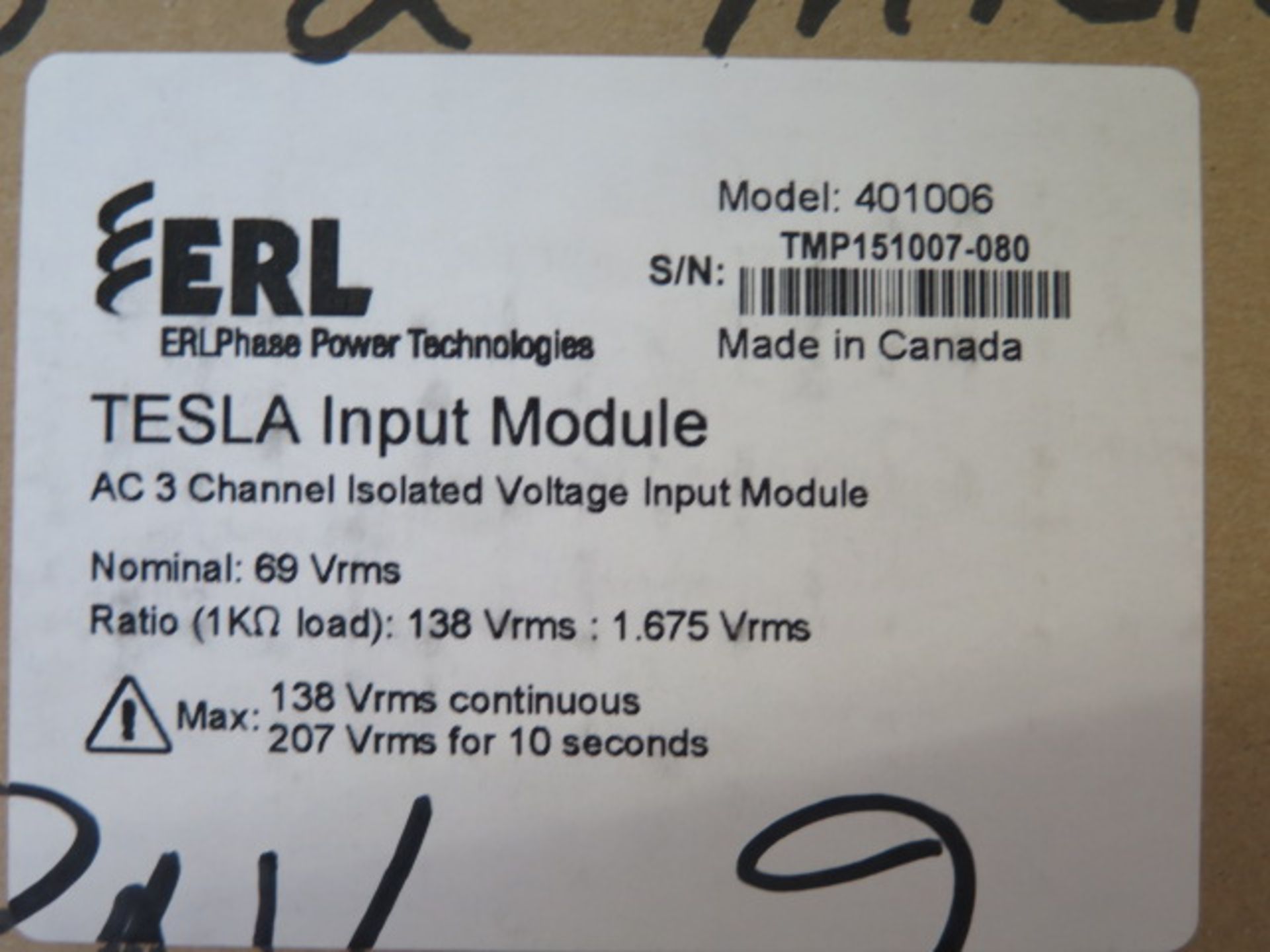 (4) ERL “TESLA” mdl. 401006 AC 3 Channel Isolated Voltage Input Modules - Image 3 of 3