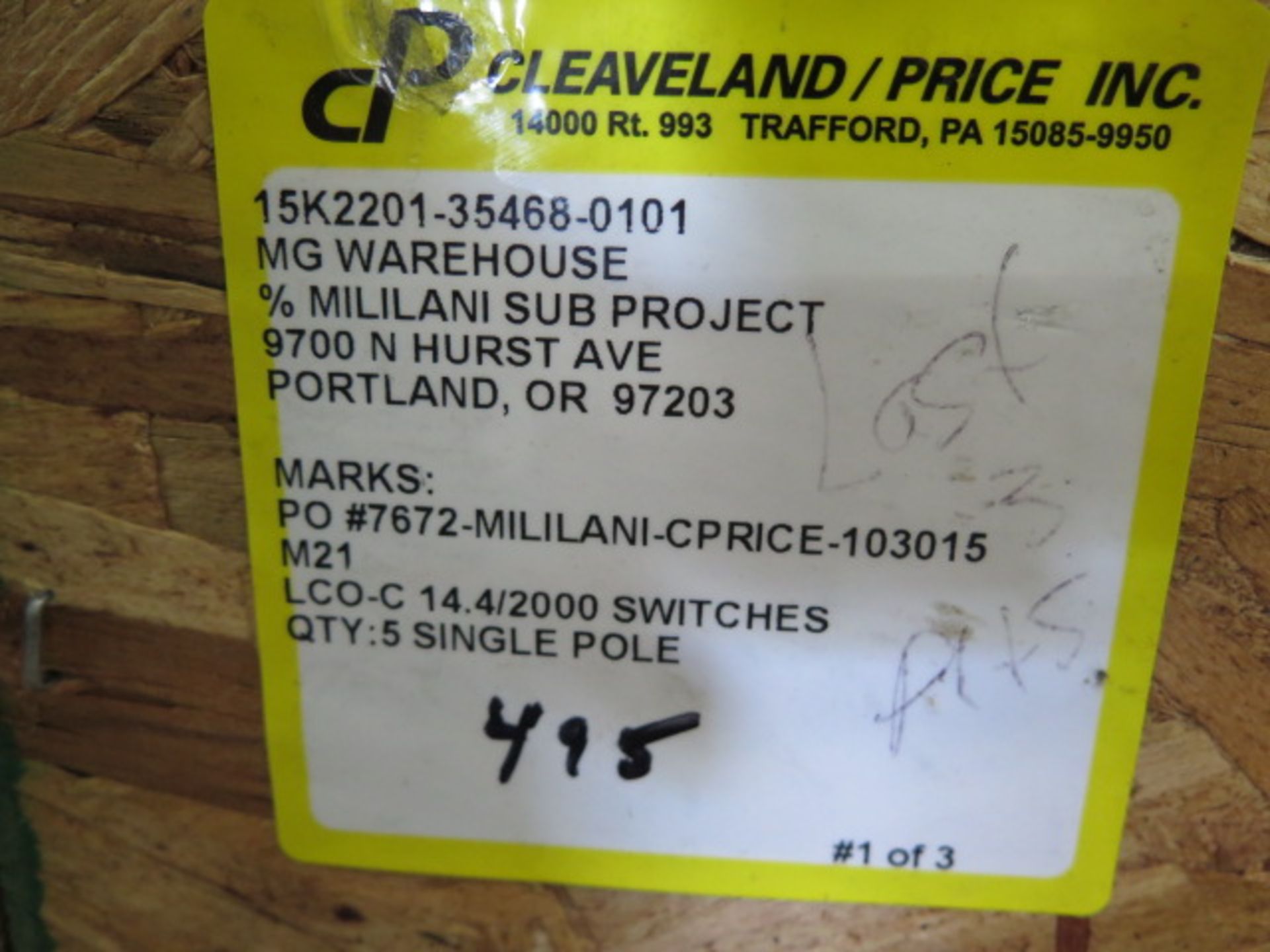 (5) 2016 Cleaveland / Price LCO-C 14.4/2000 Single Pole Disconnection Switches 14.4kV / 2000 Amp - Image 6 of 6