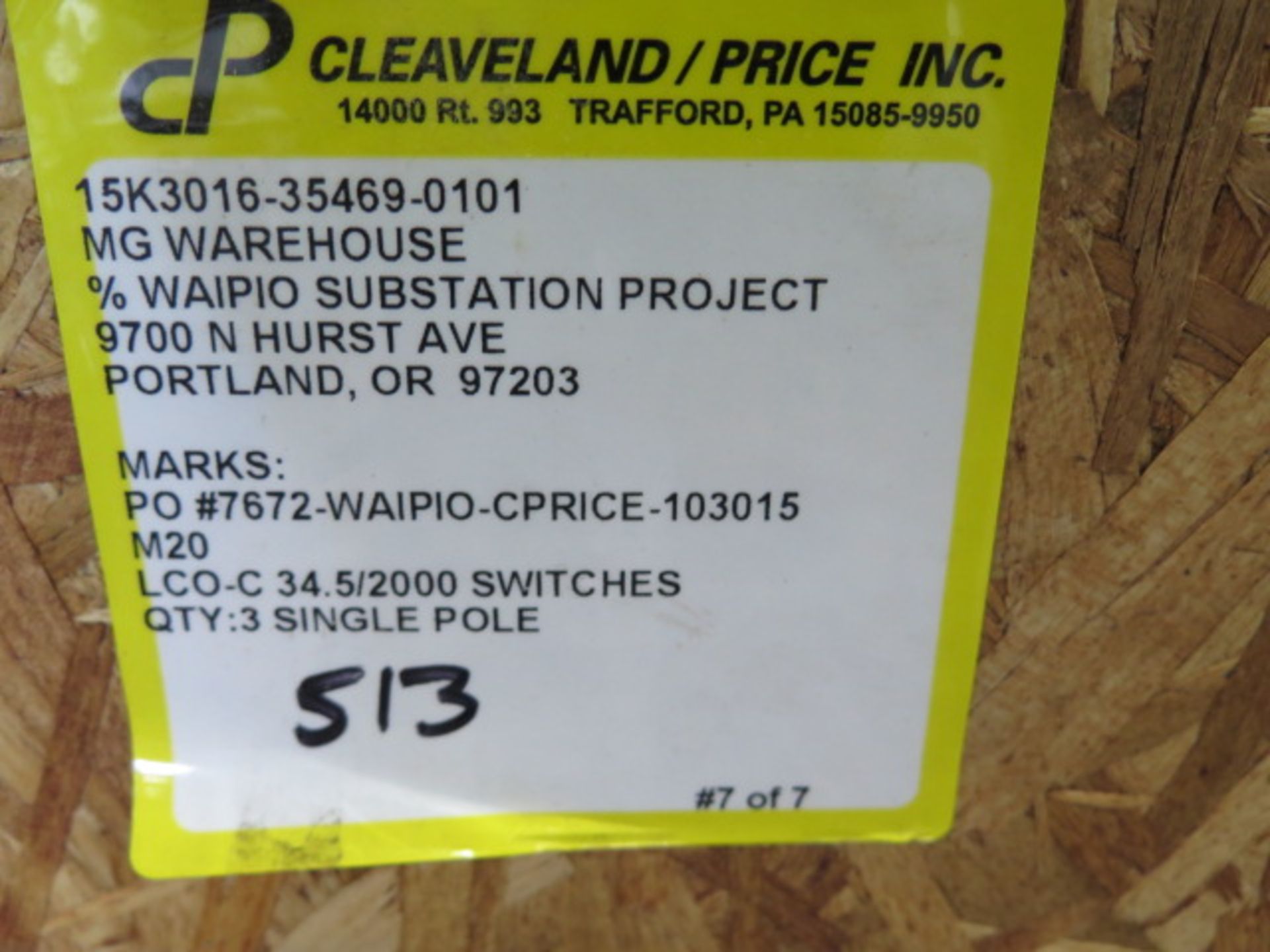 (3) 2016 Cleaveland / Price LCO-C 34.5/2000 Single Pole Disconnection Switches 34.5kV / 2000 Amp - Image 6 of 6