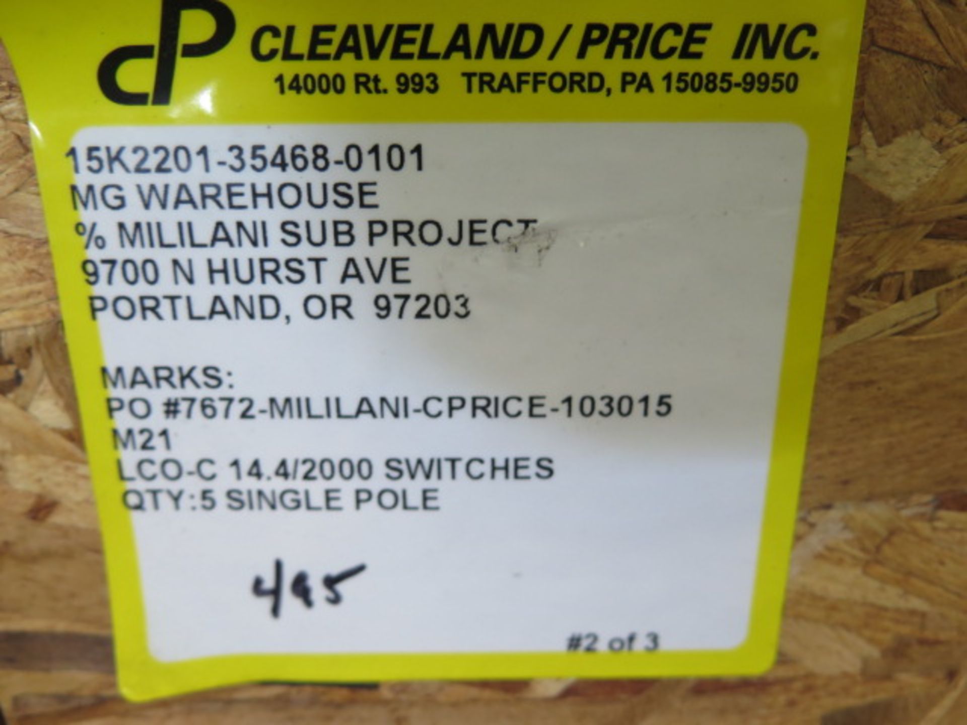 (5) 2016 Cleaveland / Price LCO-C 14.4/2000 Single Pole Disconnection Switches 14.4kV / 2000 Amp - Image 6 of 6