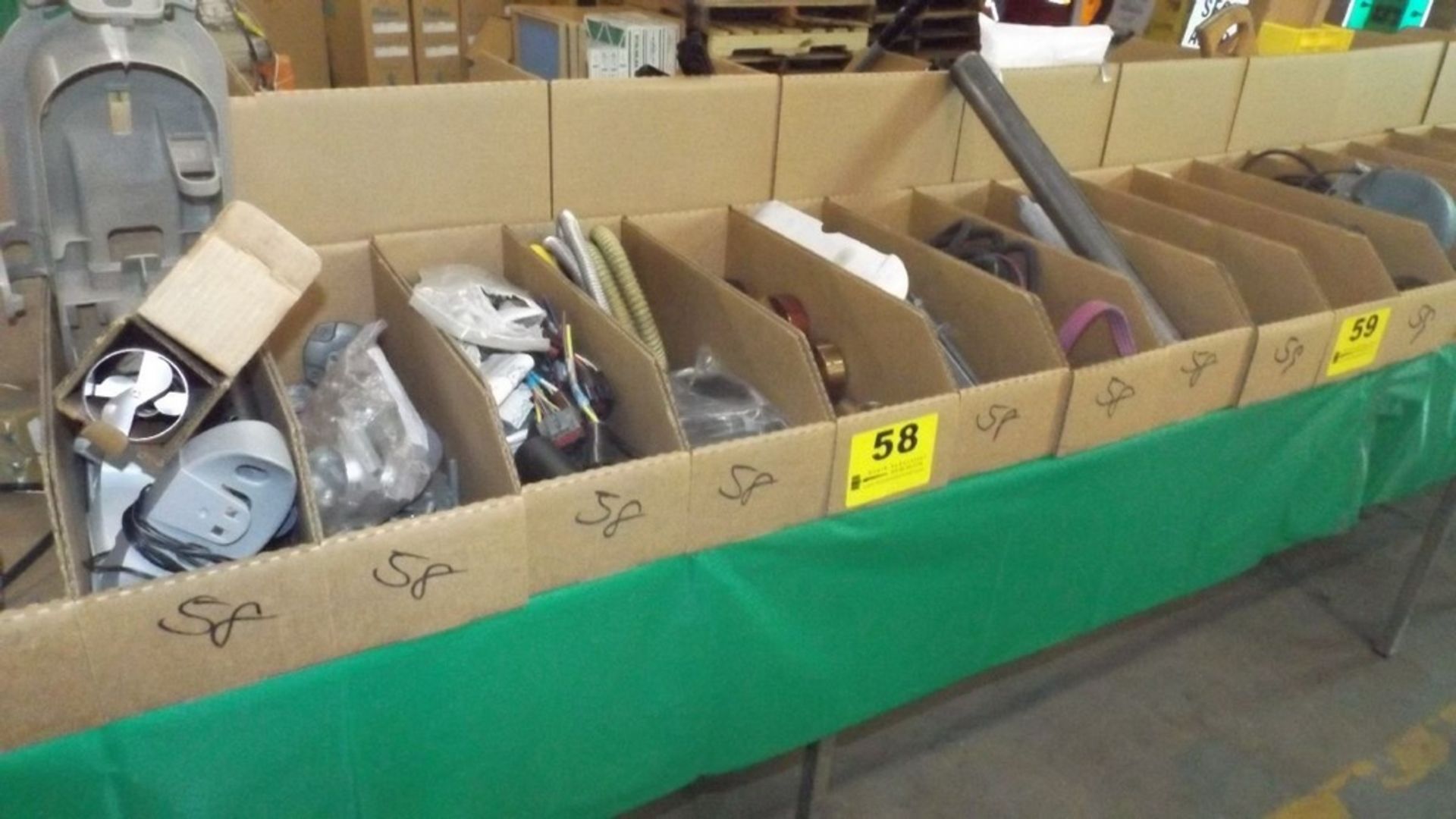 BOXES OF HARDWARE, BRASS FITTINGS, GAS HOSES, WIRING HARNESSES, HANGES AND DOOR CLOSERS