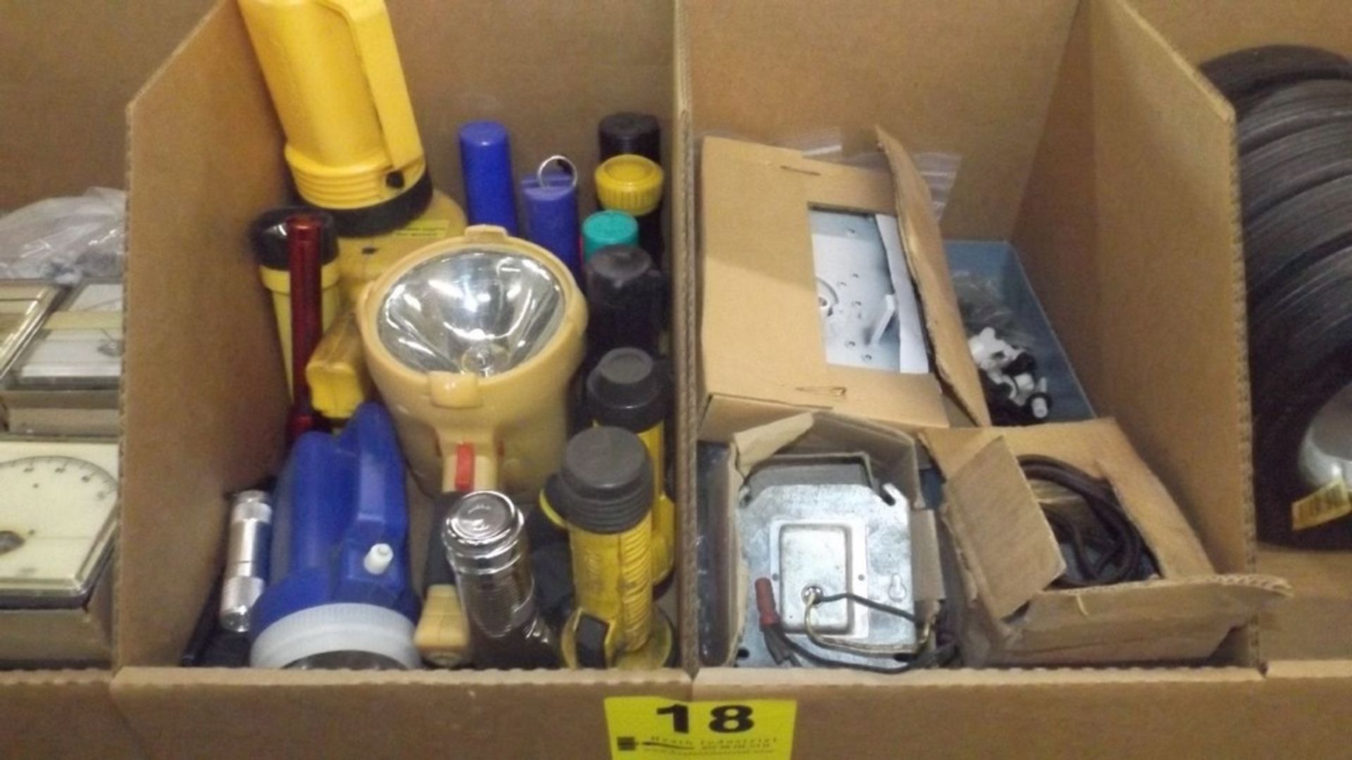 BOXES OF FLASHLIGHTS AND COMPONENTS