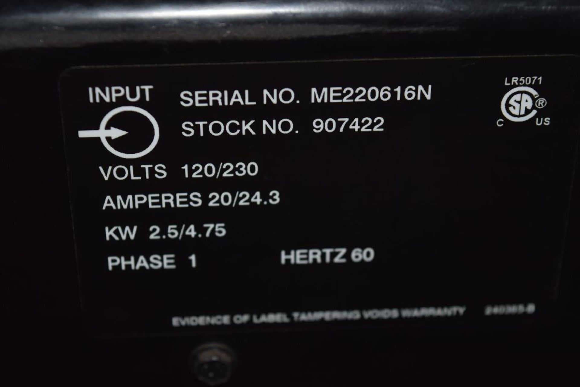 MILLER MODEL MILLERMATIC 211 230 AMP 120V/240V PORTABLE MIG WELDER, AUTO-SET W/MVP S/N: ME220616N W/ - Image 5 of 5
