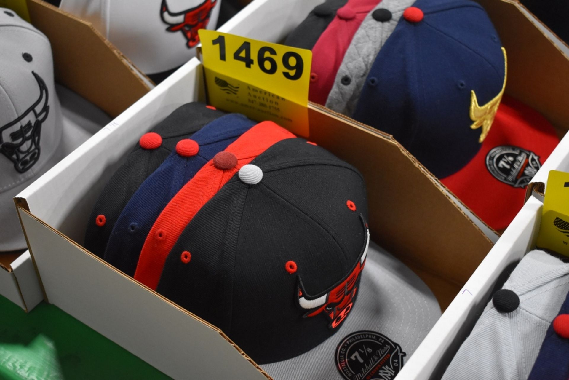 (4) CHICAGO BULLS BALL CAPS, SIZE 7-1/8