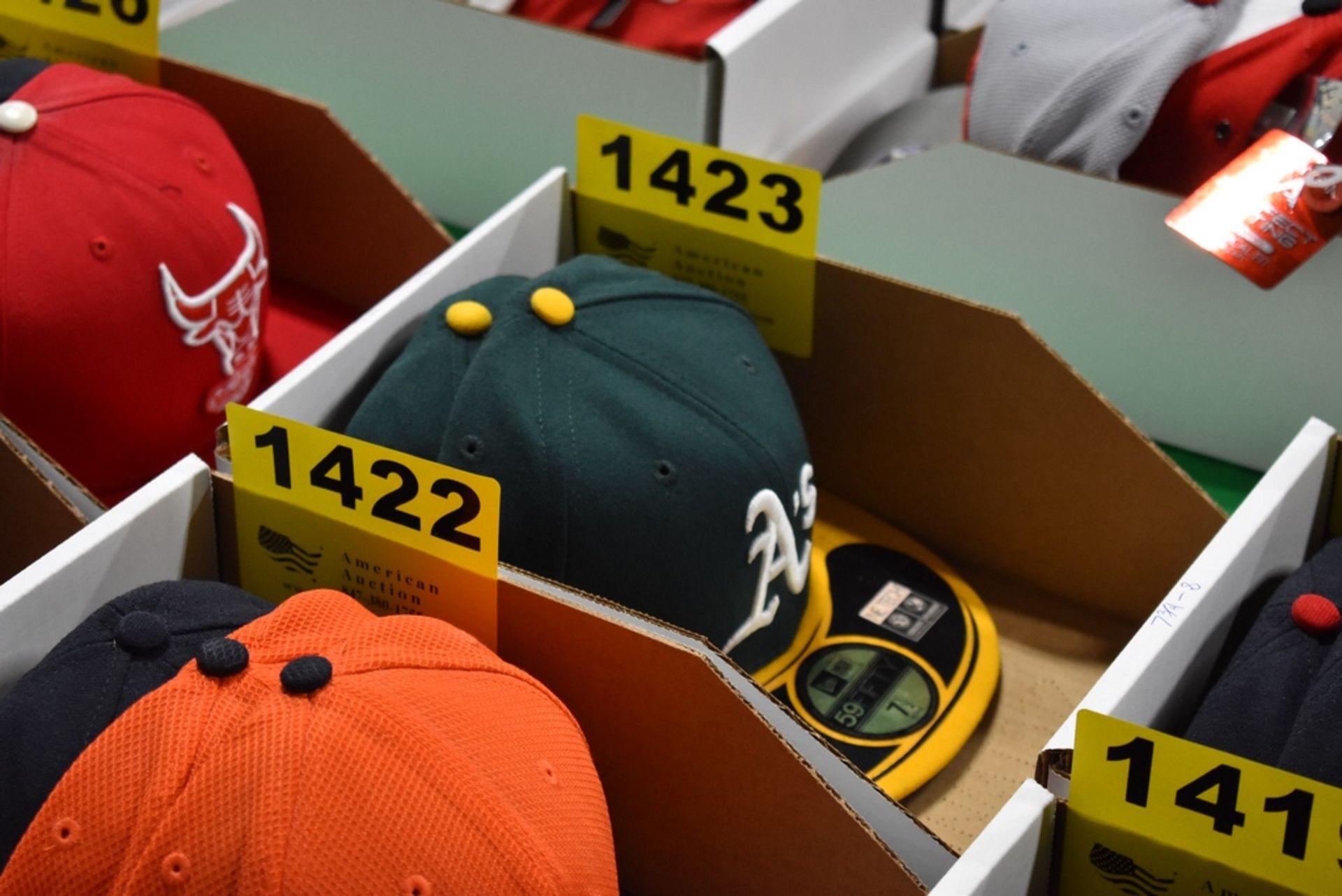 (2) OAKLAND A'S BALL CAPS, SIZES 7-1/2 & 7-5/8