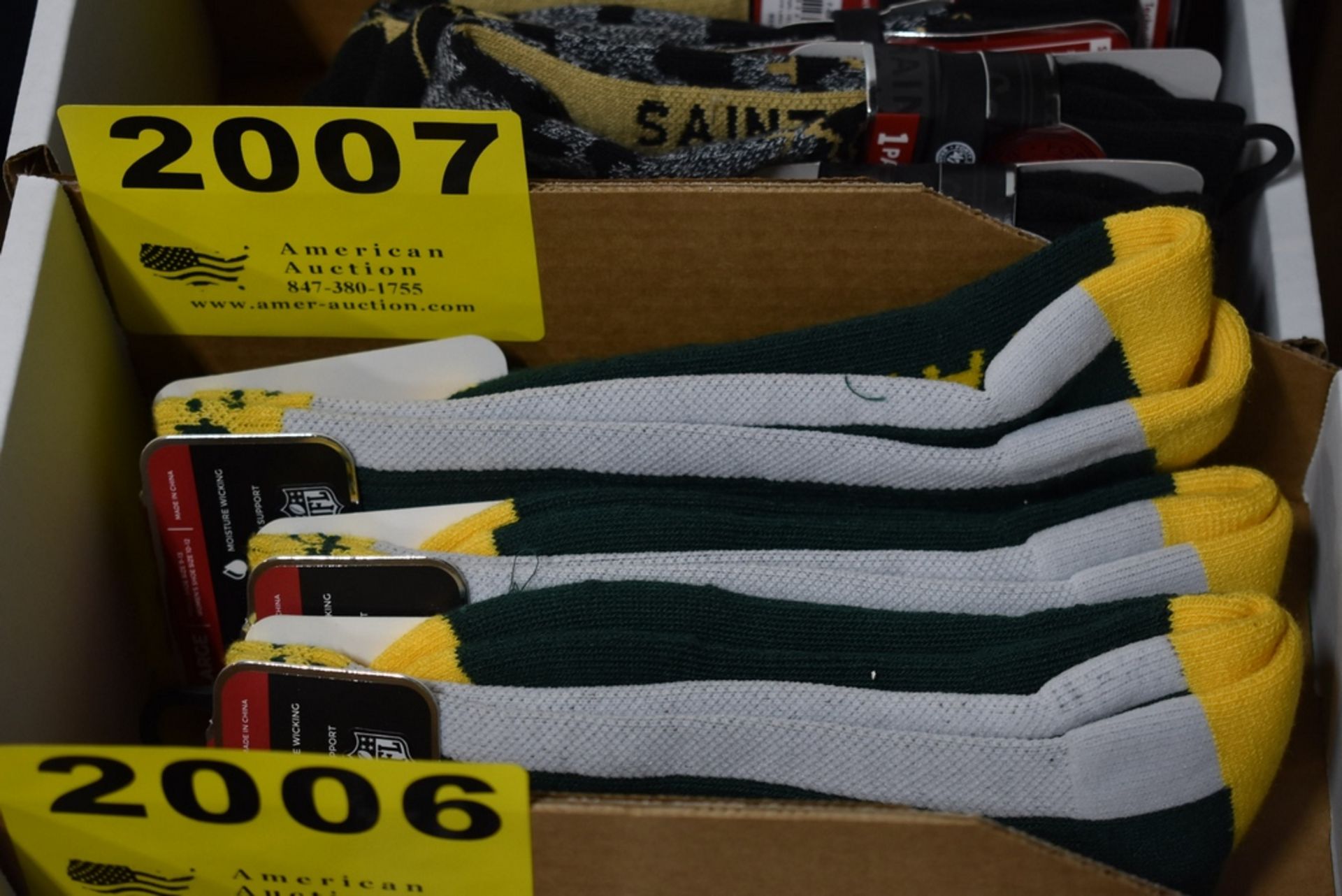 (3) GREEN BAY PACKERS FORTY SEVEN BRAND LARGE SOCKS