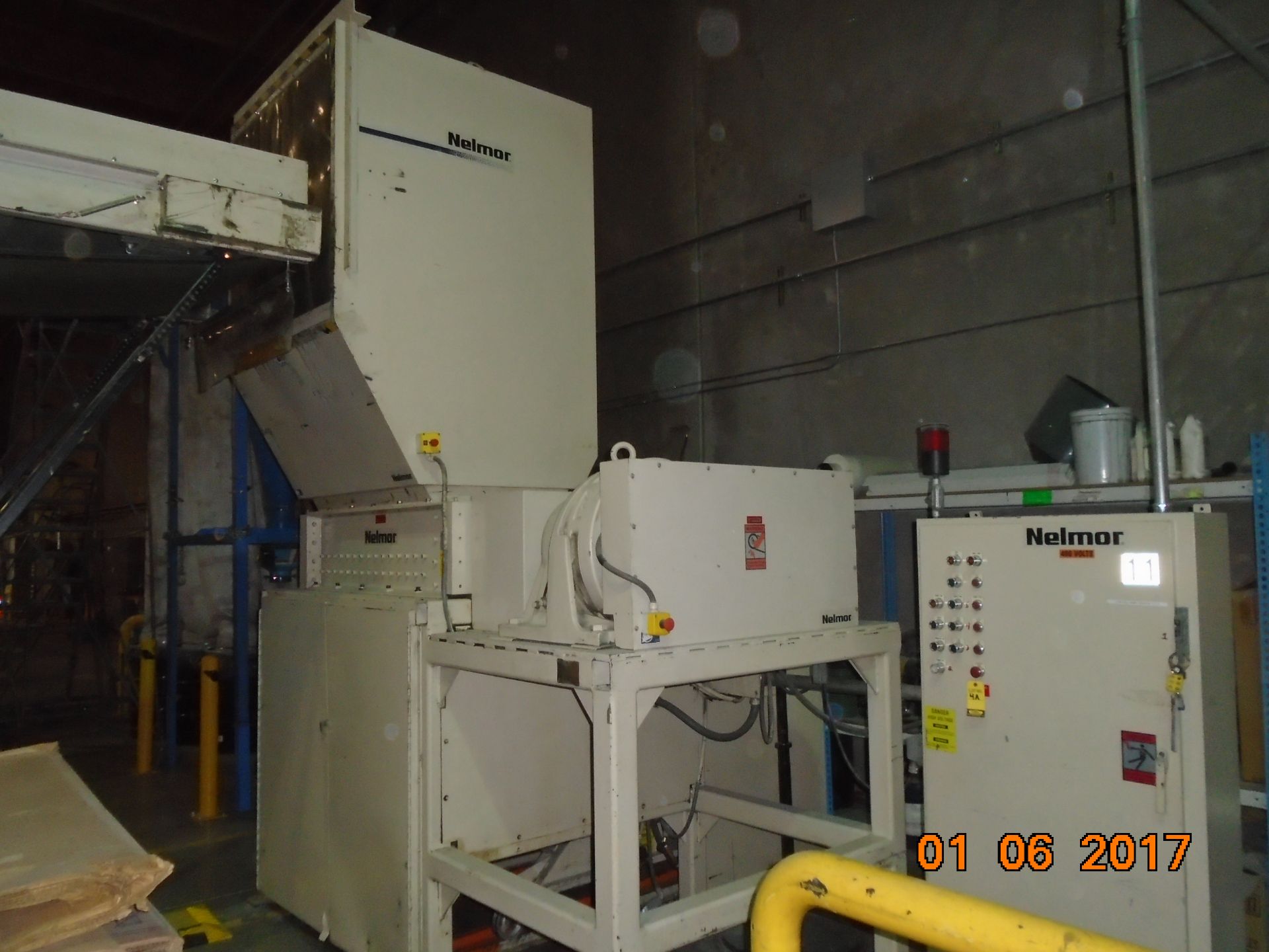 NELMOR 40HP/40HP MODEL #34625 twin-shaft SHREDDER (S4625)/GRANULATOR (G1628) W/Nelmor feed