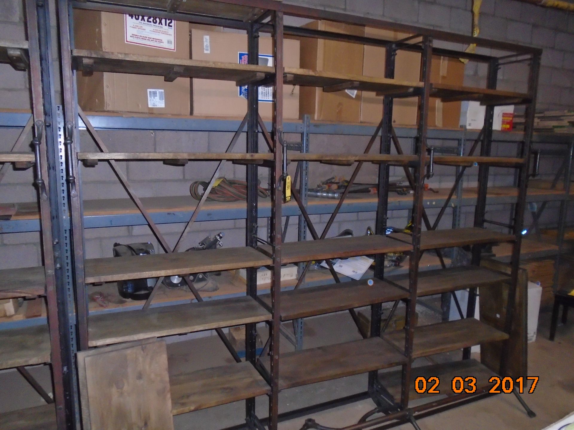 INDUSTRIAL IRON & WOOD BOOK CASES/SHELVING