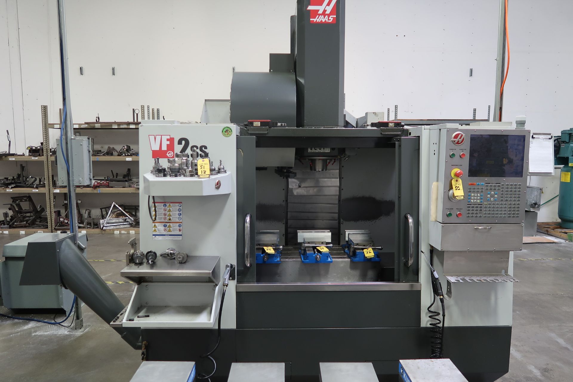 2014 HAAS VF-2SS CNC VERTICAL MACHINING CENTER, 4TH AXIS READY, CHIP AUGER, PROGRAMMABLE COOLANT, 24