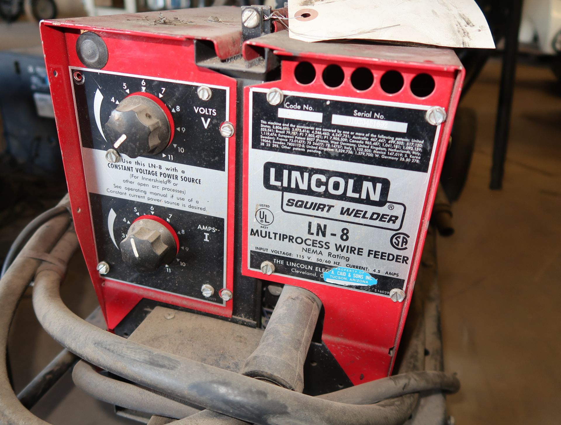 LINCOLN LN 8 SQUIRT WELDER W/ WIRE FEEDER - Image 2 of 5