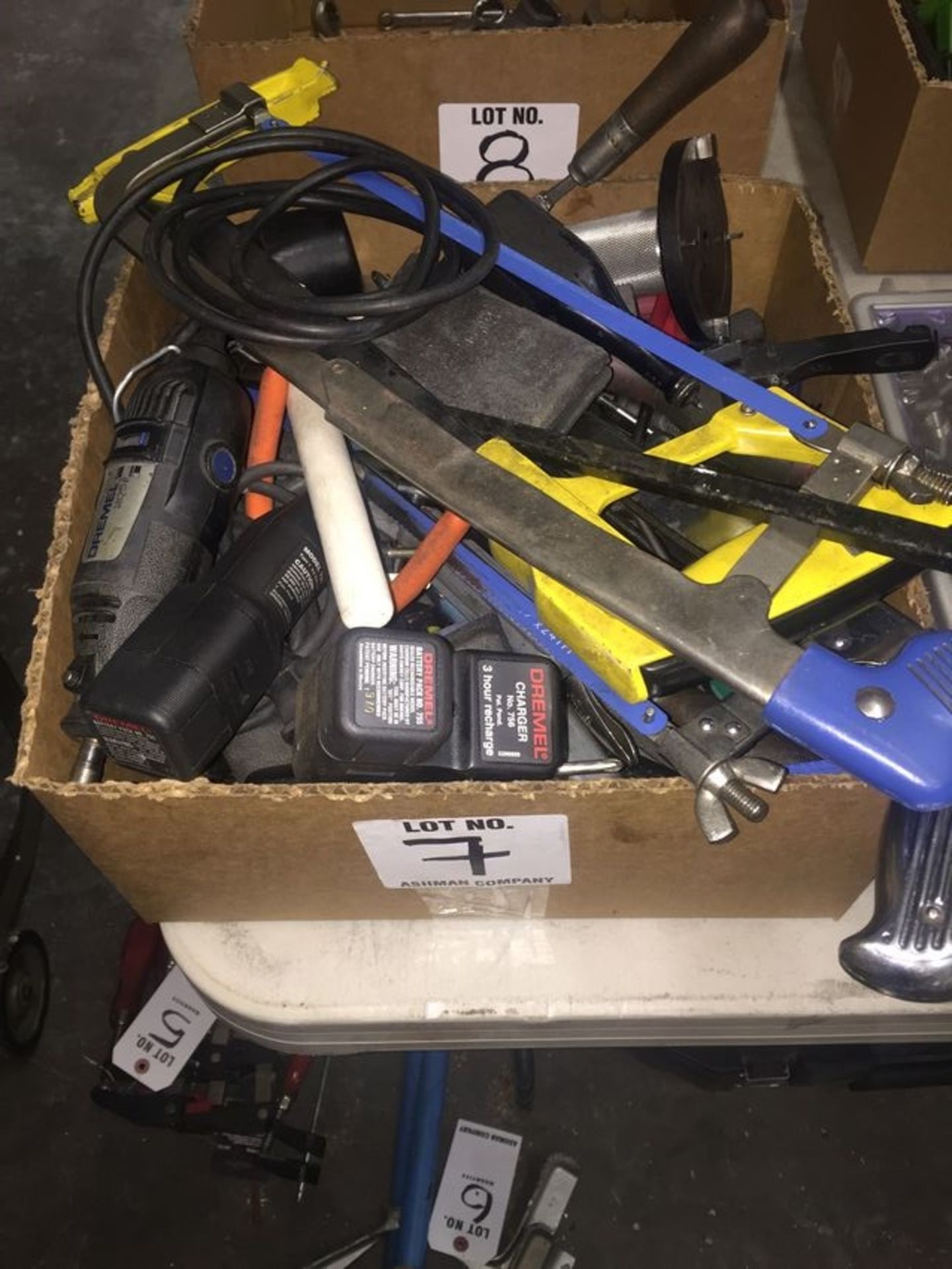 MISC. HAND TOOLS; HACK SAWS, SCREW DRIVERS, MEASURING TAPE, DREMELS, PIPE WRENCHES, ETC.