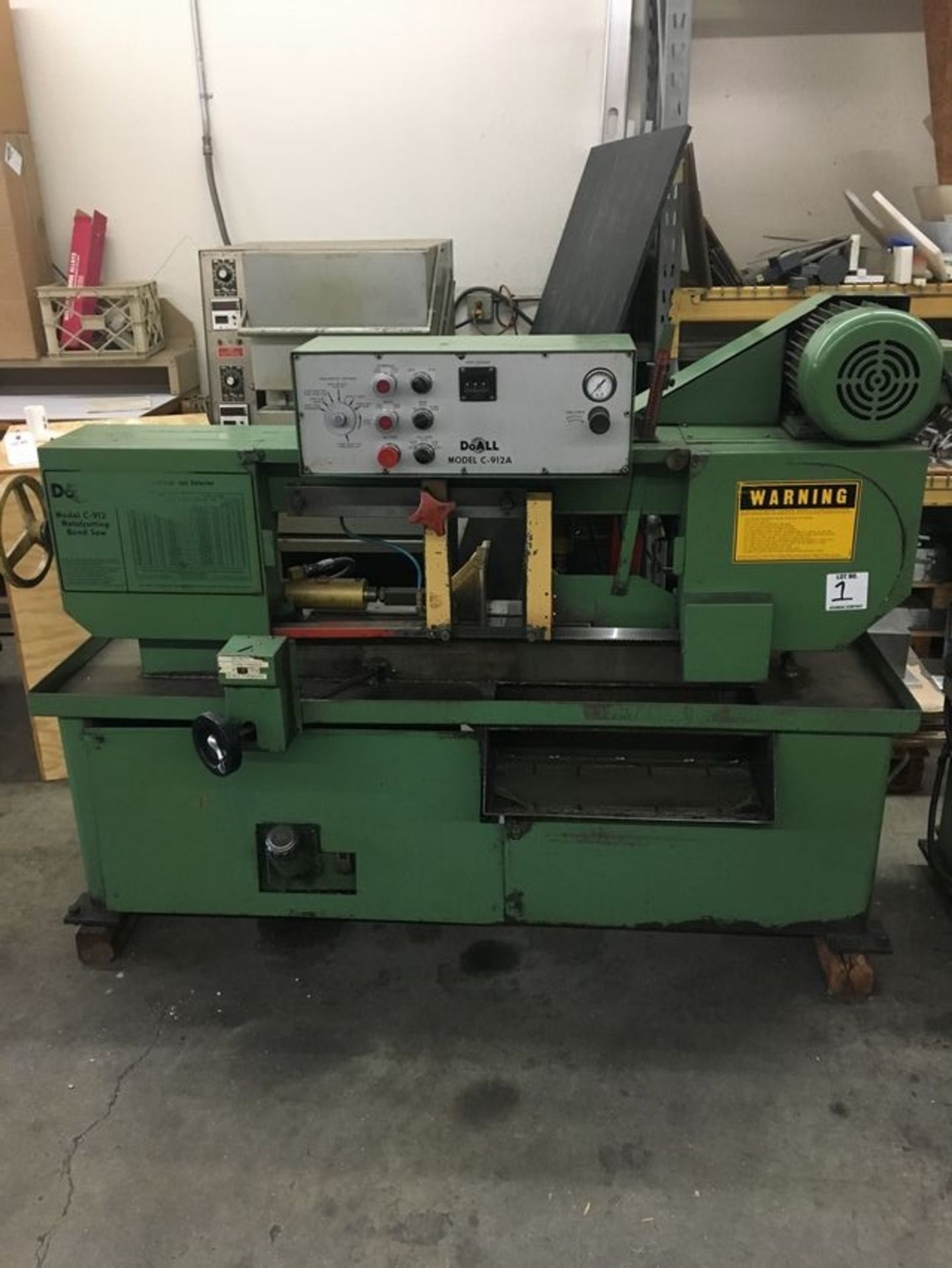1985 do all c-912A automatic bandsaw -9” H x 12” 1” x ,146-148” blade size, 60-360 FPM Blade - Image 2 of 4