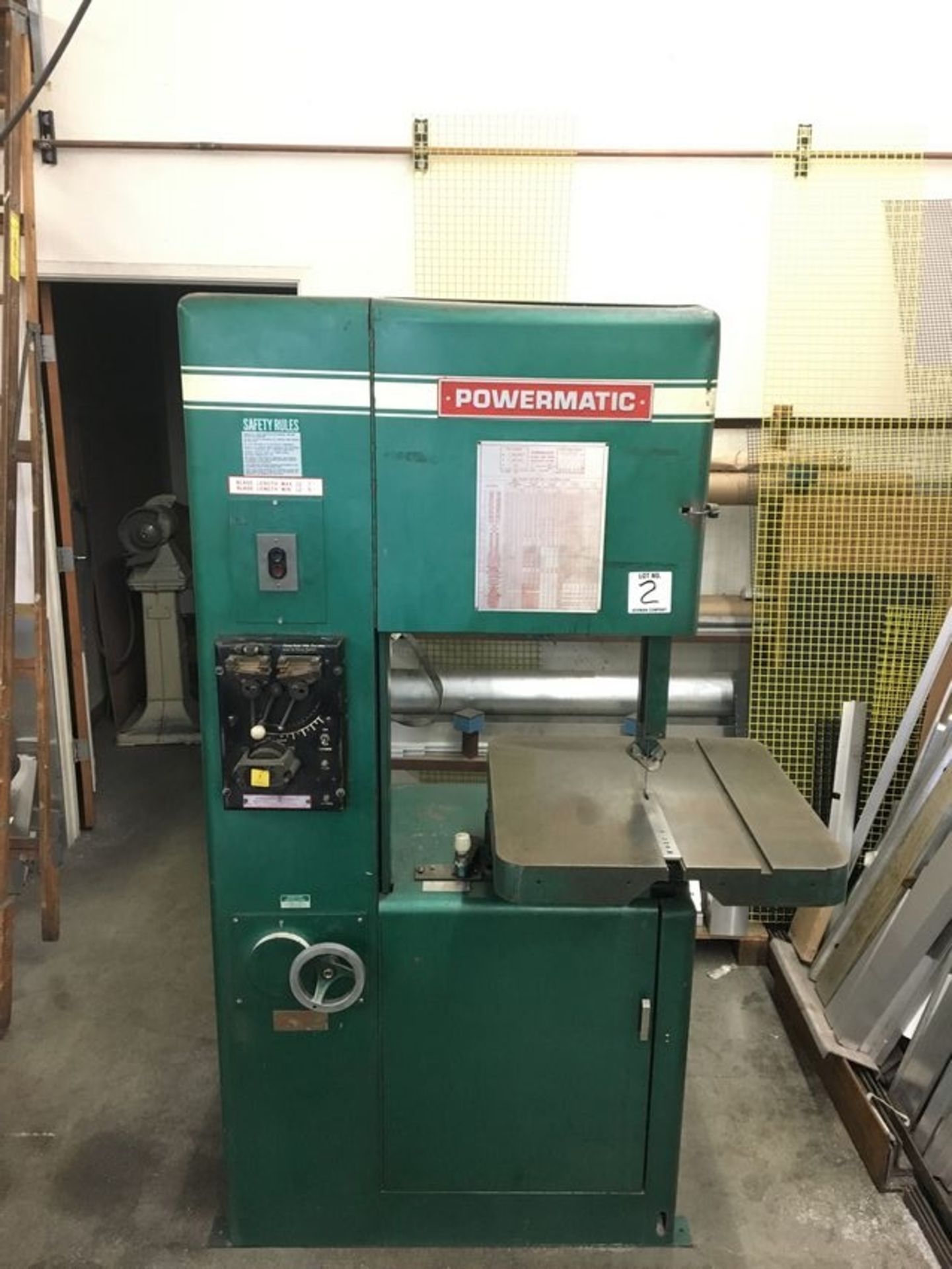 Powermatic Mdl. 87 20" vertical bandsaw- grinding wheel, blade welder, 24"x24" table, 19.5"