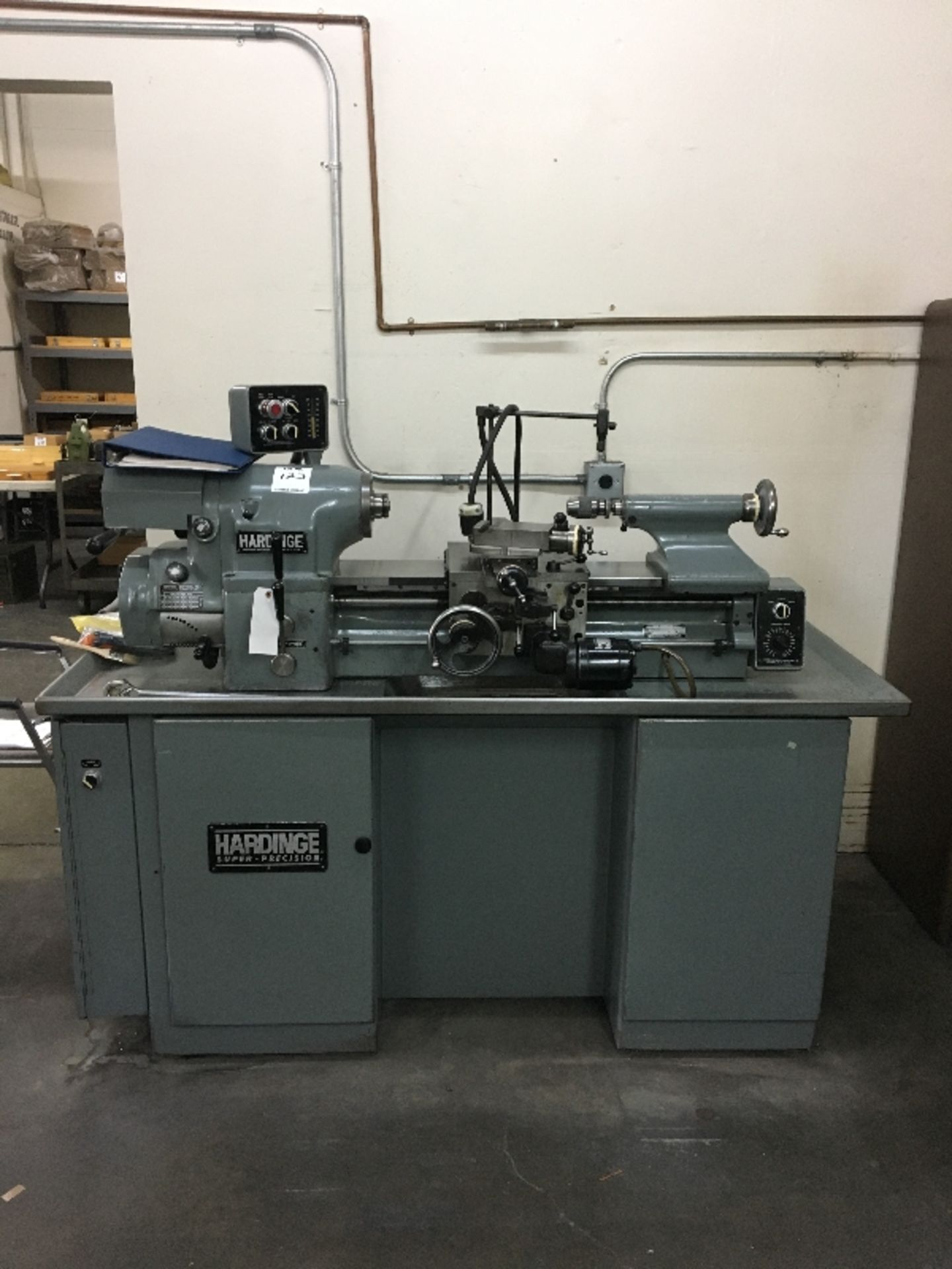 HARDINGE HLV-H LATHE- 125-3,000 RPM VARIABLE SPEED, INCH/METRIC CUTTING, DOVETAIL BED, 1.5 HP MOTOR,