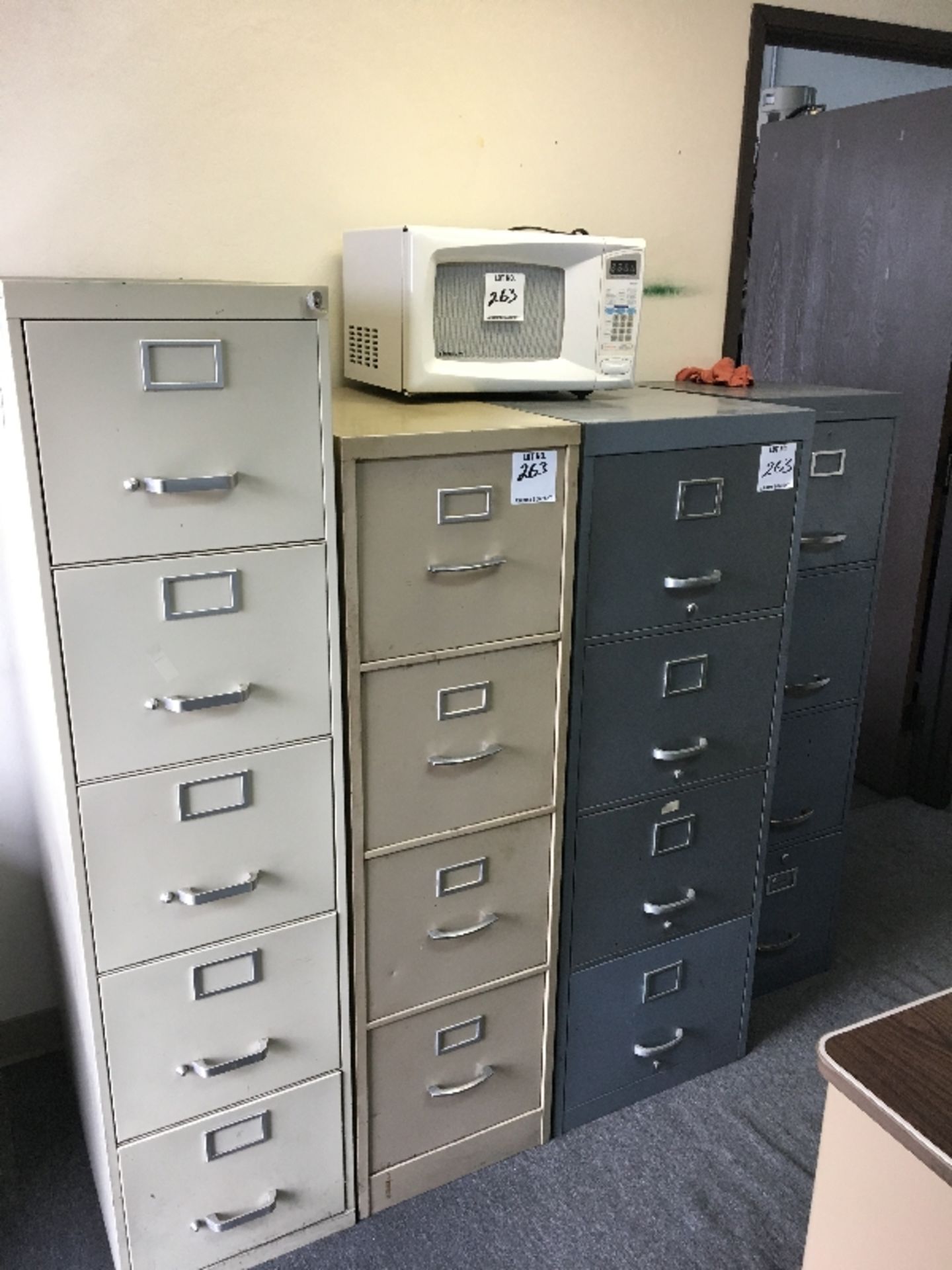 CONTENTS OF OFFICE- DESK, FILE CABINETS, MICROWAVE, FAX MACHINE, BOOK SHELF