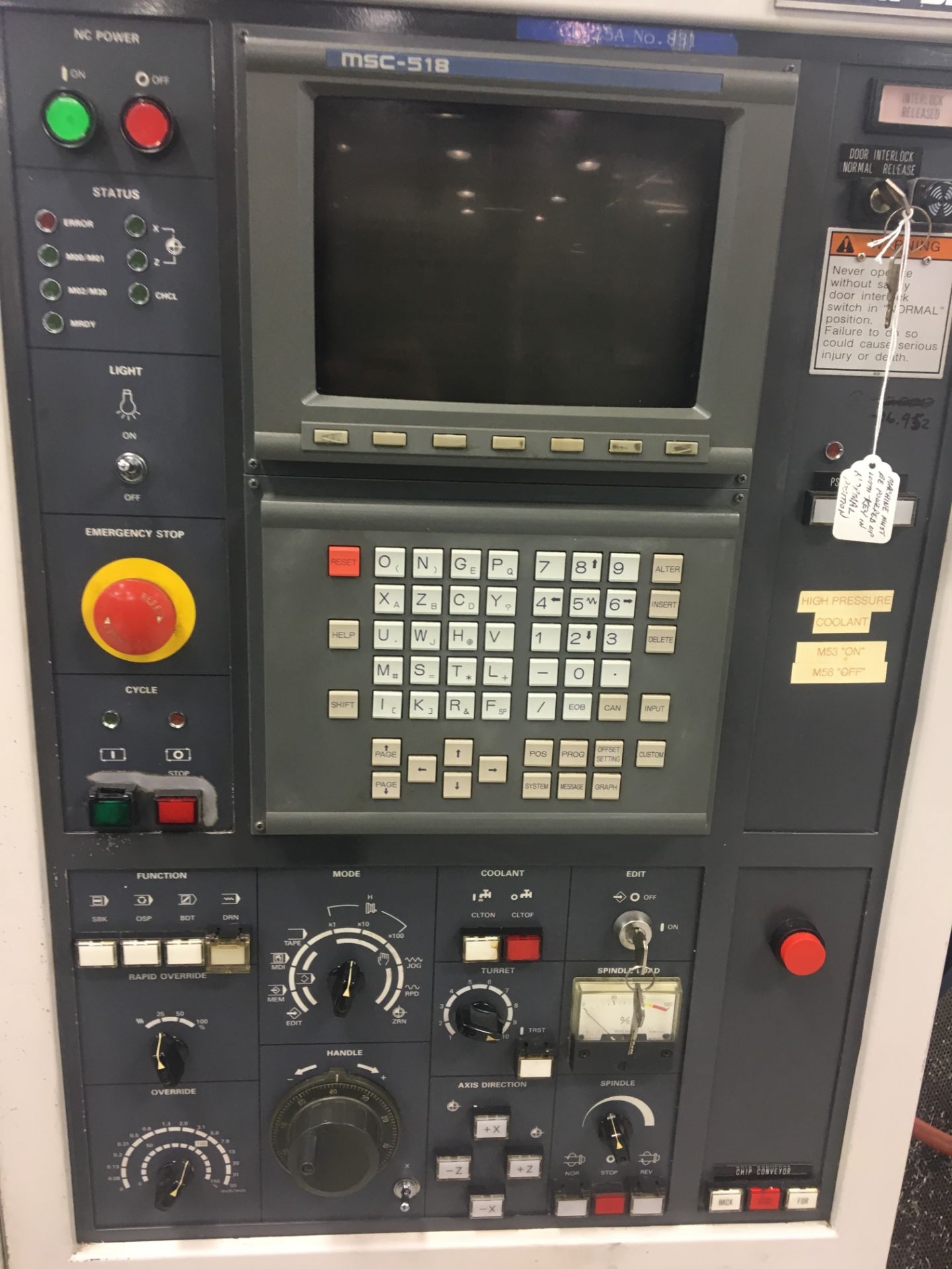 1995 MORI SEIKI CL-25A CNC LATHE- MSC-518 CONTROLS, NO TAILSTOCK, VEGA 1,OOO HIGH PRESSURE - Image 2 of 4