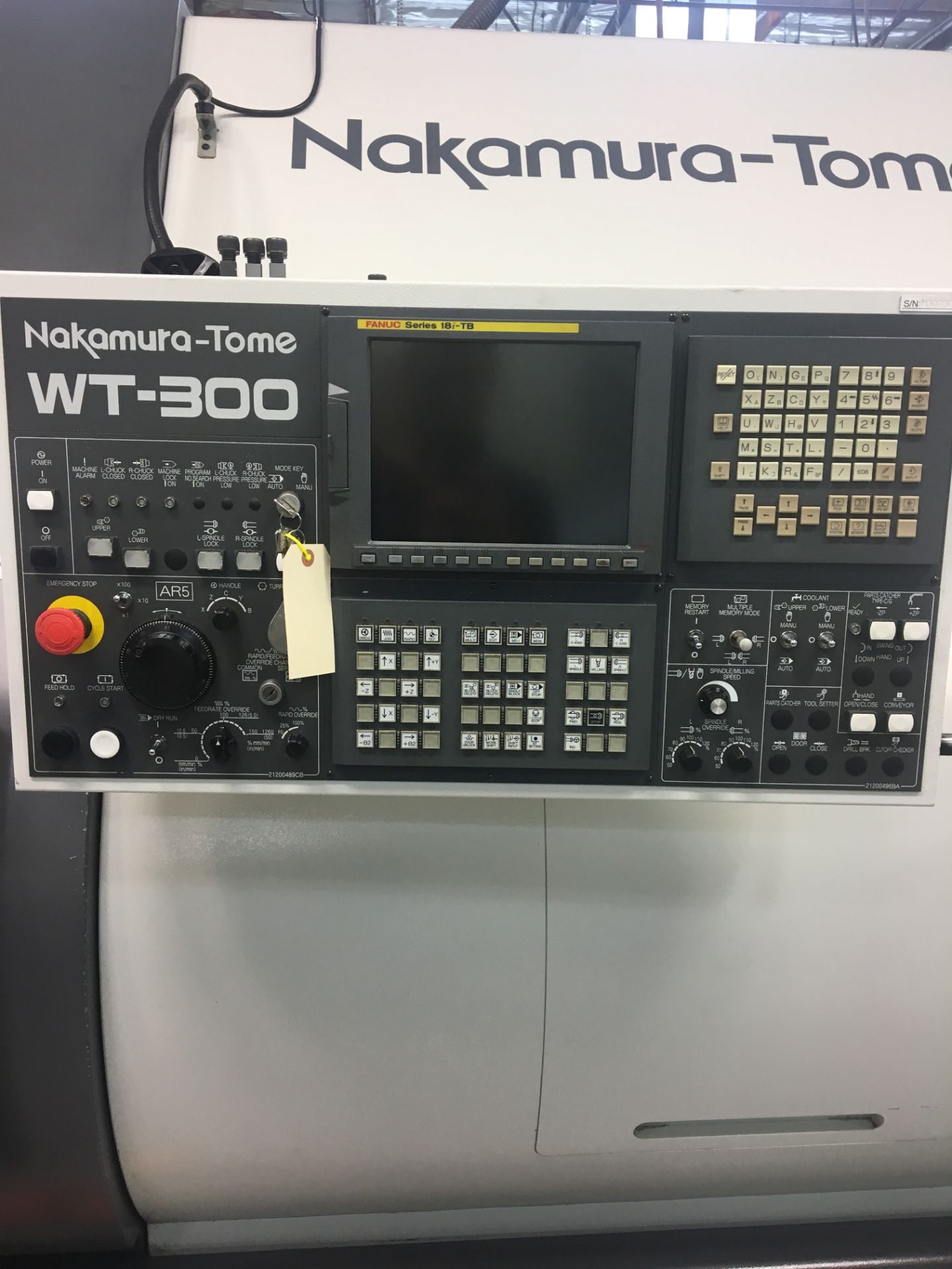 2008 NAKAMURA TOME WT-300 CNC LATHE- FANUC 18T-TB CONTROLS, 2 TURRET, SUB SPINDLE, CHIP CONVEYOR, - Image 2 of 3