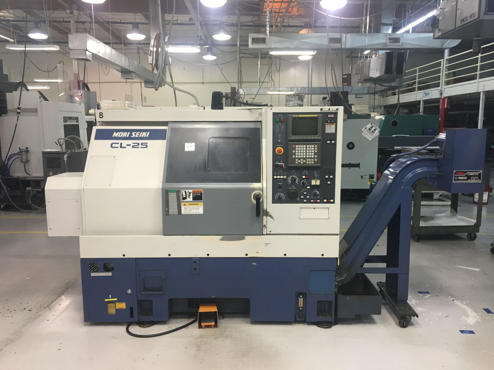 1996 MORI SEIKI CL-25B CNC LATHE- MF-M8 CONTROLS, TAILSTOCK, 12'' CHUCK, TOOL SETTER, CHIP CONVEYORM