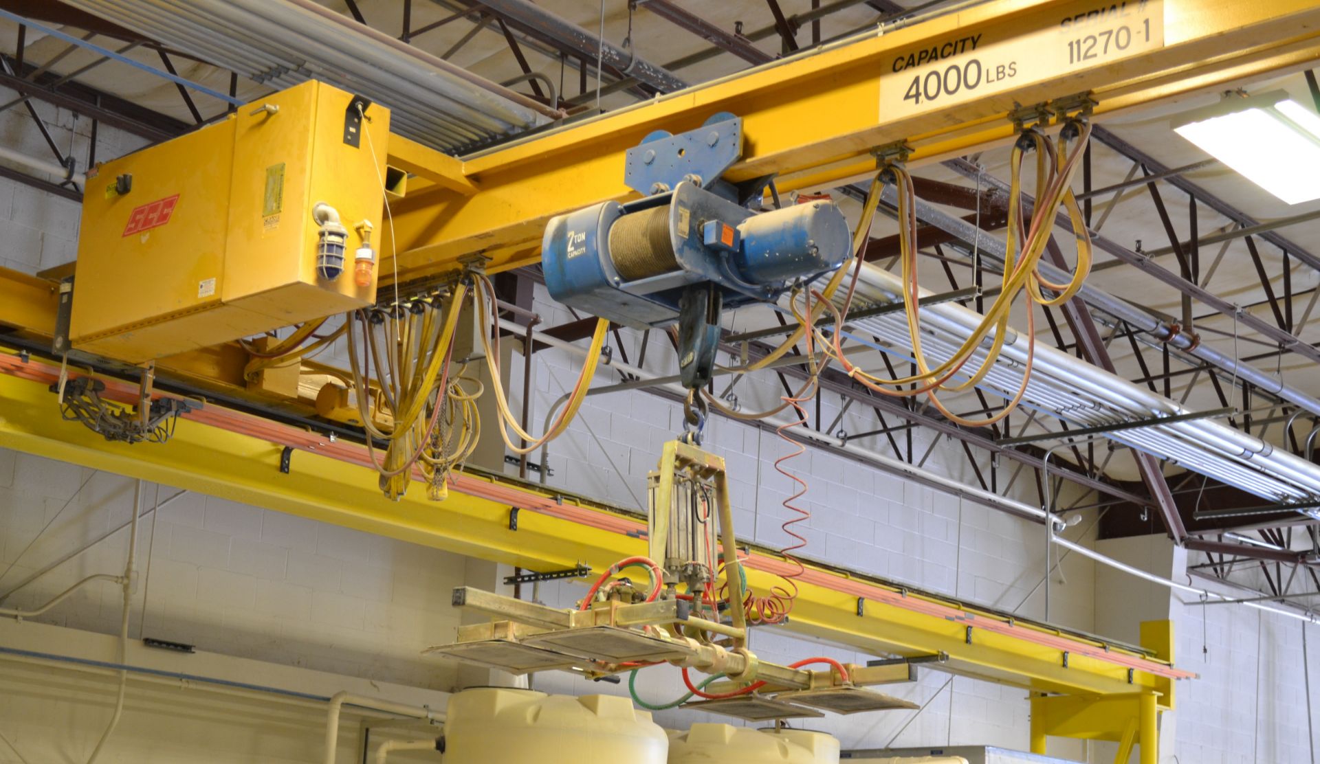 Yellow Bridge Crane w/(2) 4,000-Lb Capacity Bridges - Image 9 of 19