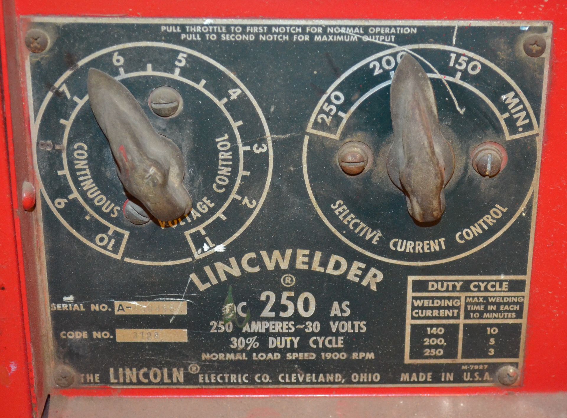 Lincoln Model DC250AS Welder - Image 2 of 6