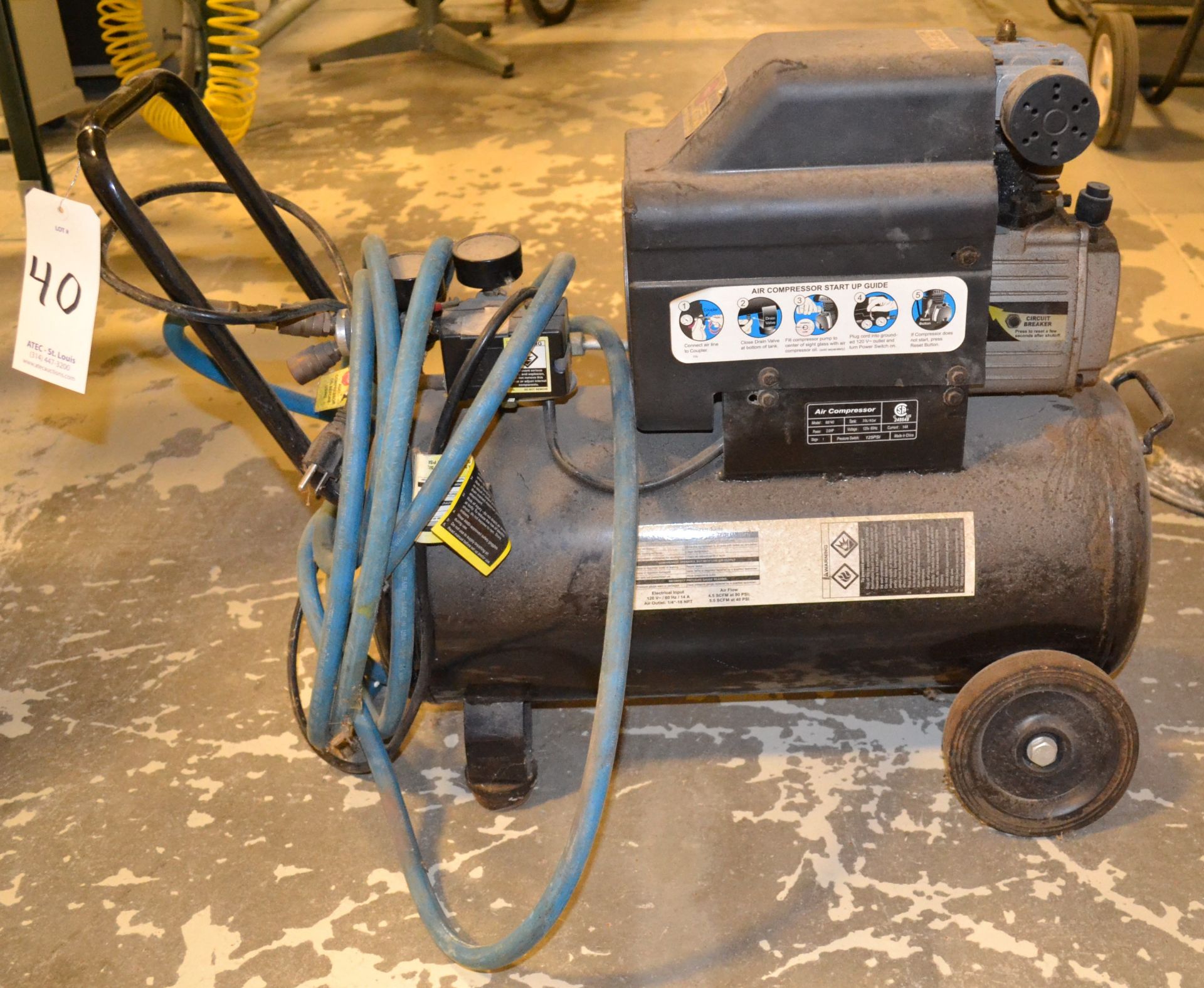 Central Model 68740 Pneumatic 2-HP Electric Air Compressor - Image 2 of 5