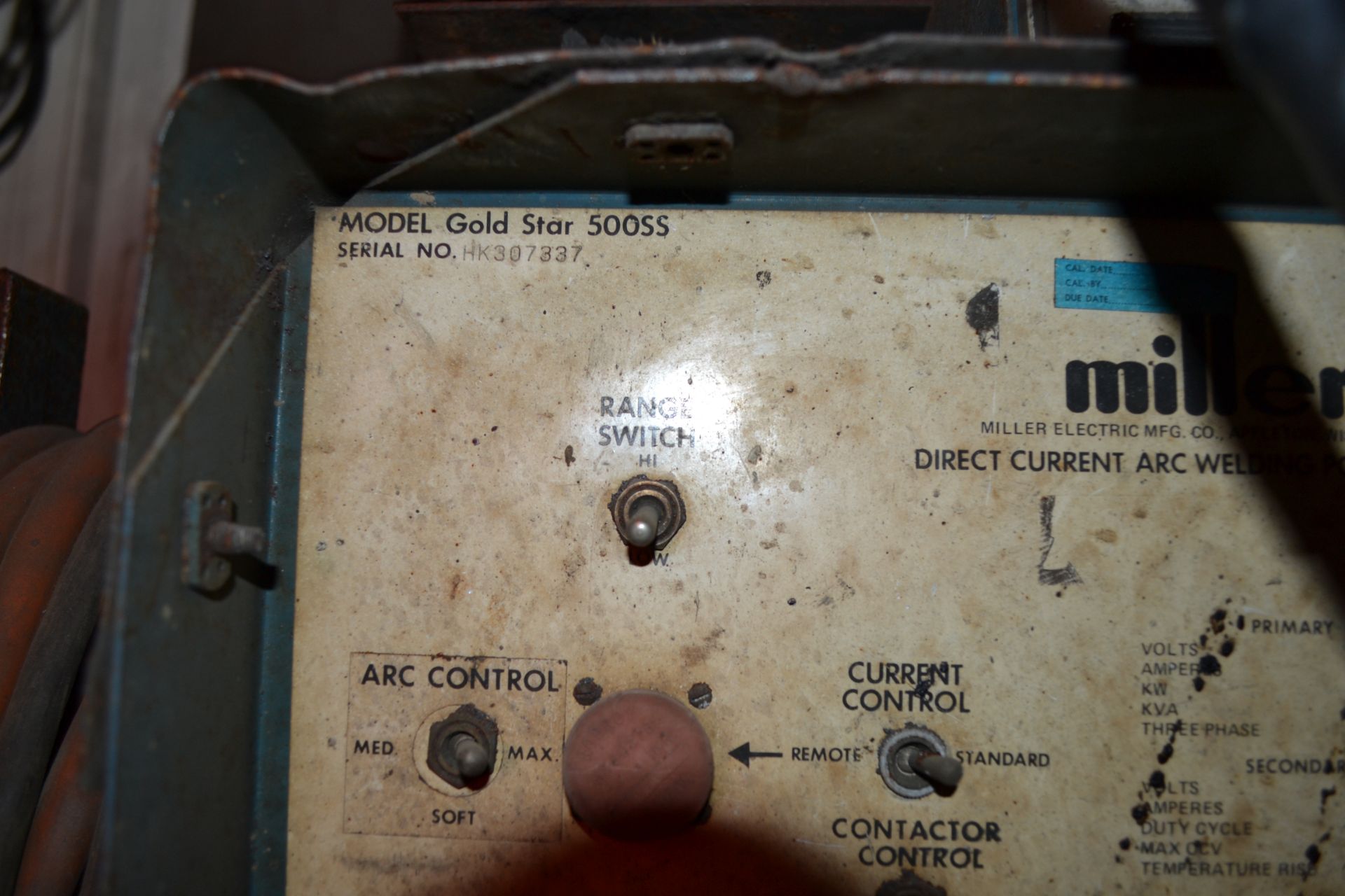 Miller Model Goldstar 500SS Arc Welder, S/N HK307337 - Image 2 of 3