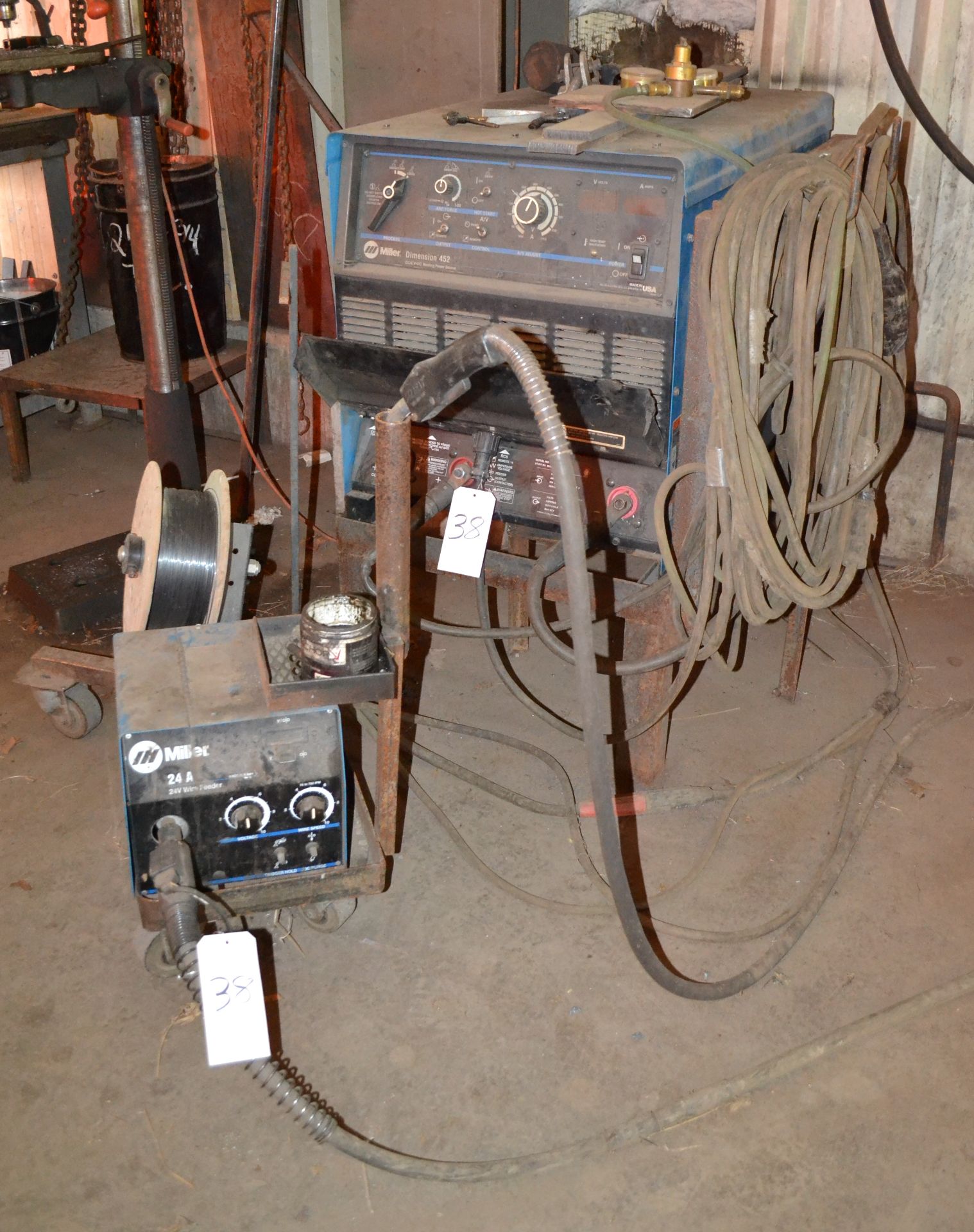 Miller Model Dimension 452 Multiprocess Welder, S/N LC187442; With 24A Wire Feeder