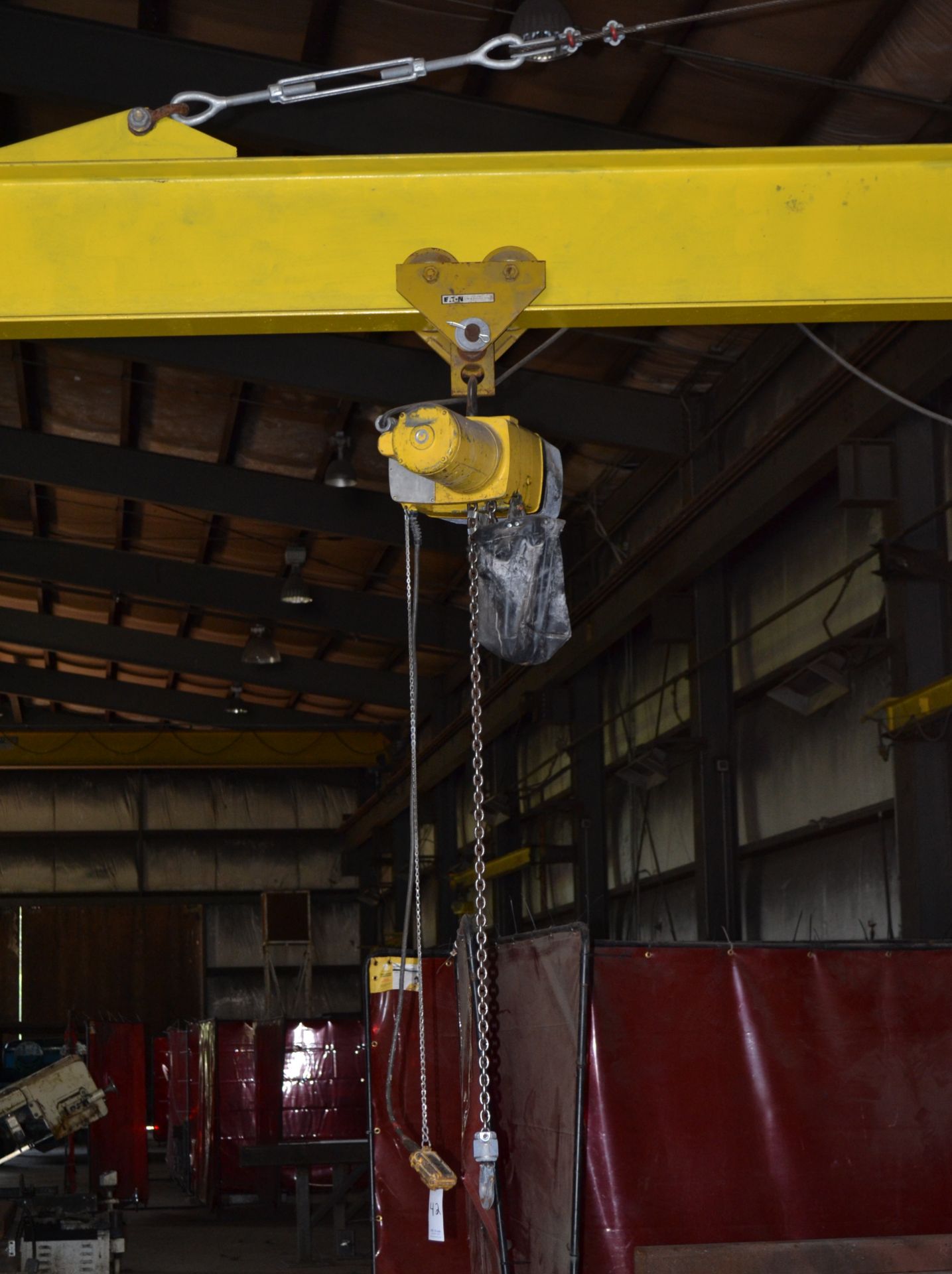 1-Ton Post Mounted Jib Crane, Approximately 24', With Yale 1-Ton Electric Hoist - Image 3 of 5