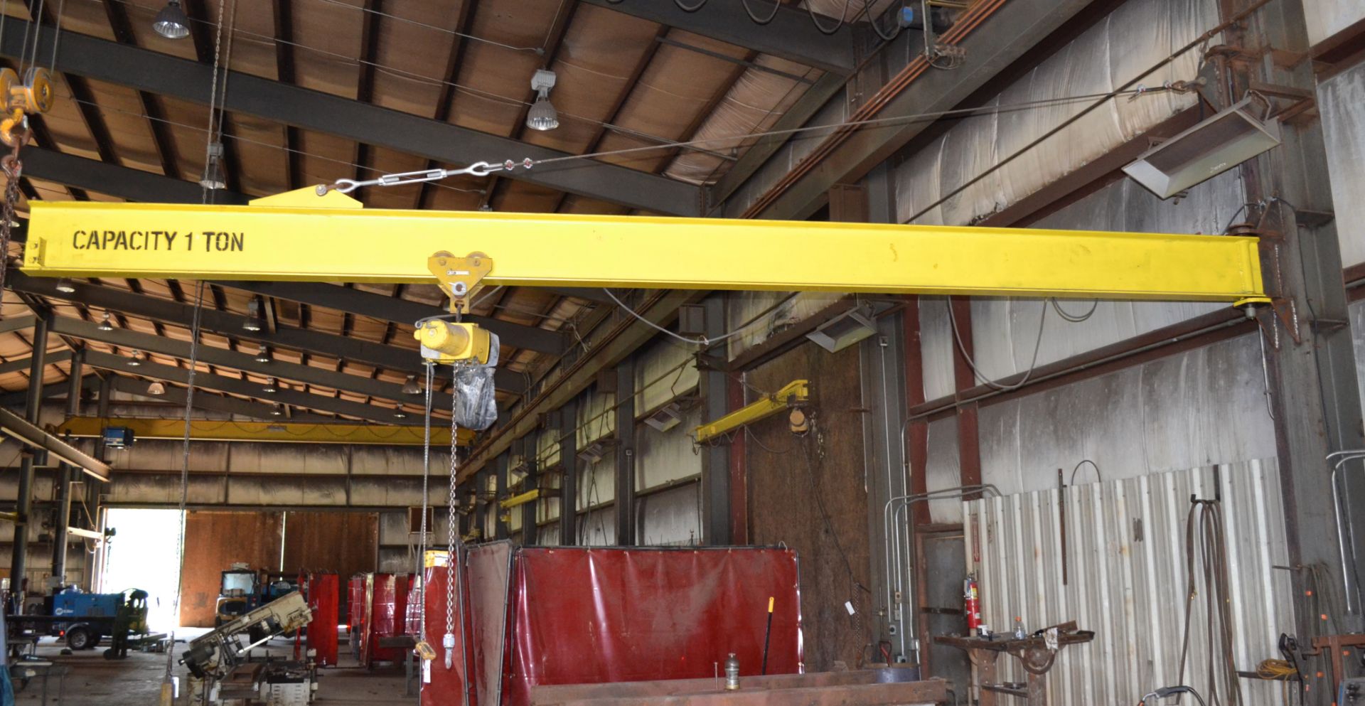 1-Ton Post Mounted Jib Crane, Approximately 24', With Yale 1-Ton Electric Hoist