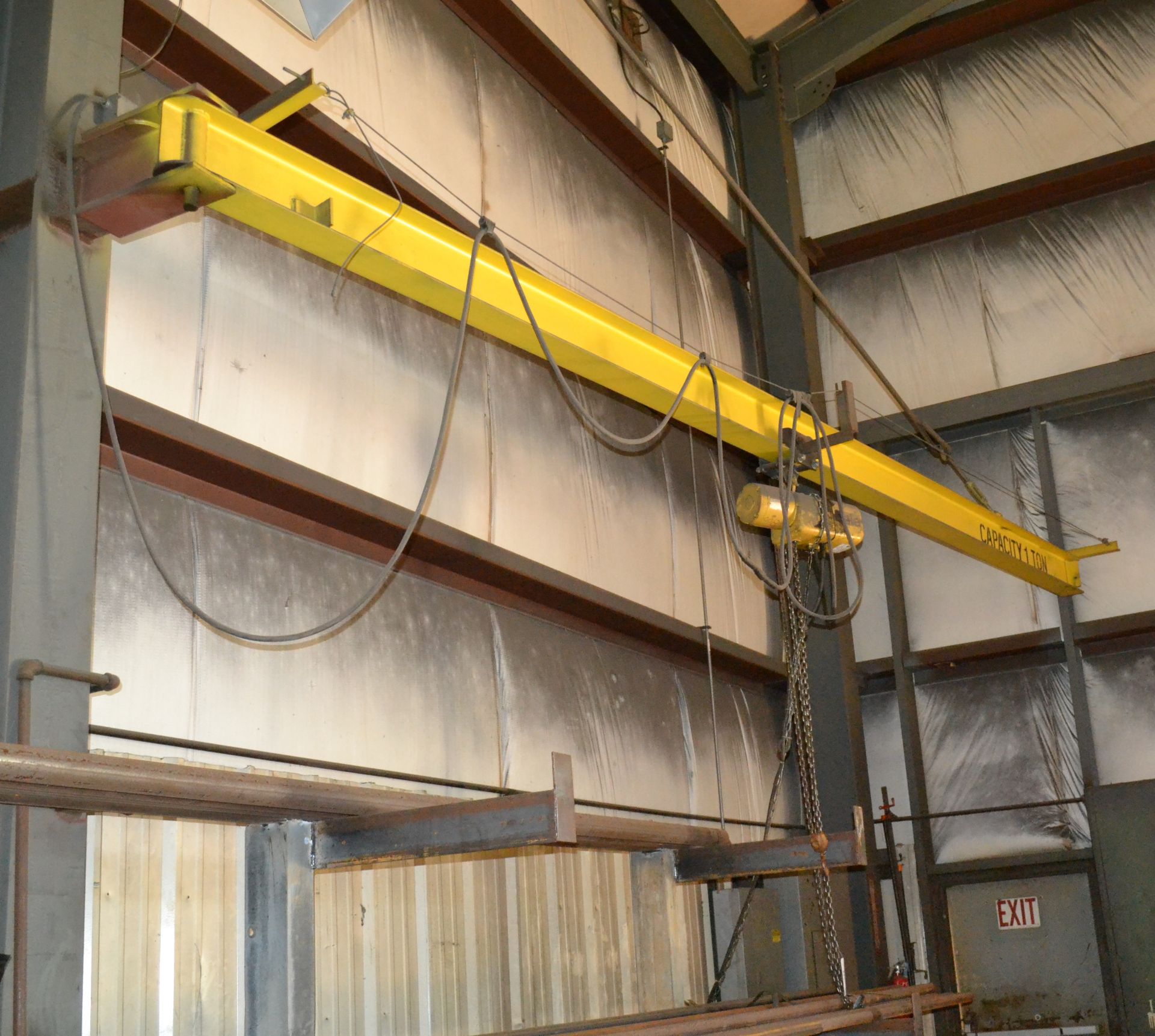 1-Ton Post Mounted Jib Crane, Approximately 21', With 1-Ton Yale Electric Hoist