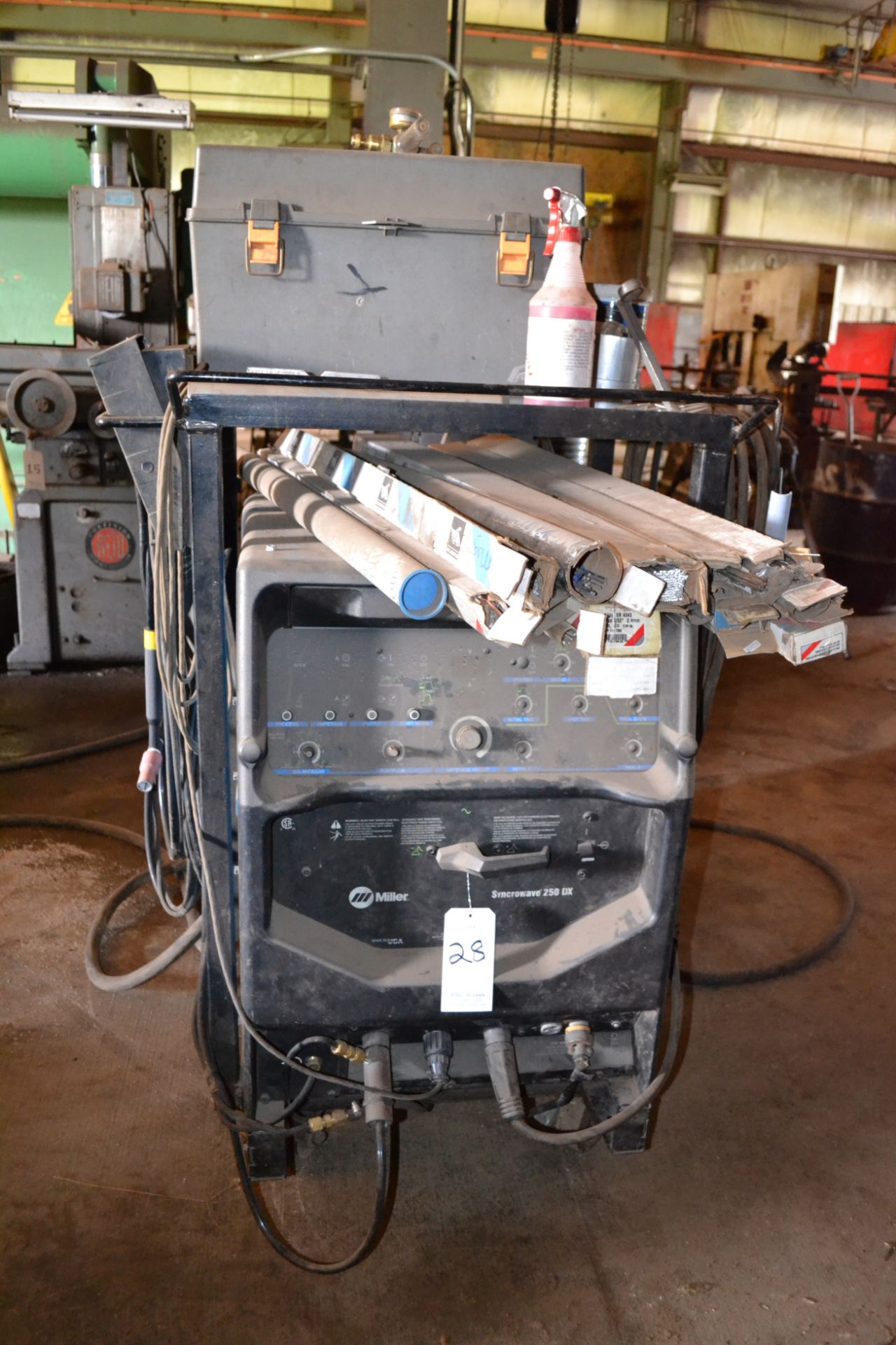 Miller Model Synchrowave 250DX Arc Welder, S/N LE376173; With Bernard Cooling Unit; With Cart