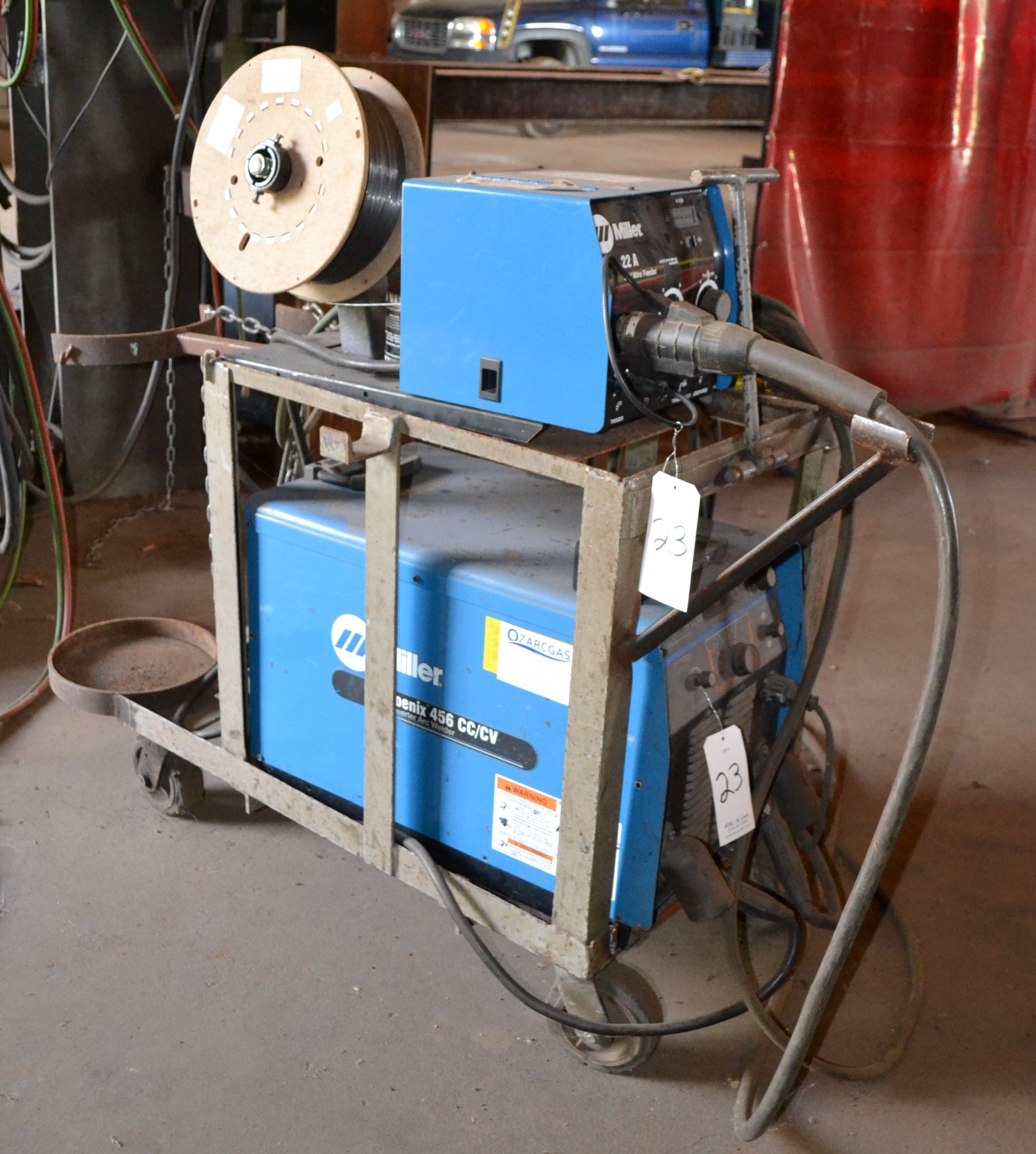 Miller Model Phoenix 456 CC/CV Arc Welder With 22A Wire Feeder, S/N KJ142515; With Cart - Image 2 of 4