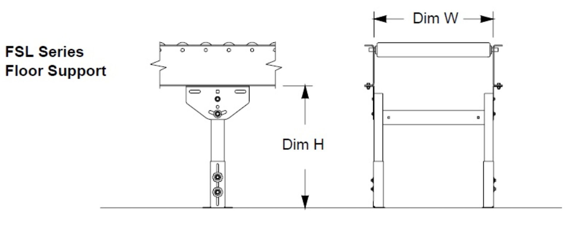 50 FT OF BUSCHMAN POWERED STRAIGHT CONVEYOR WITH ADJUSTABLE HEIGHT LEGS