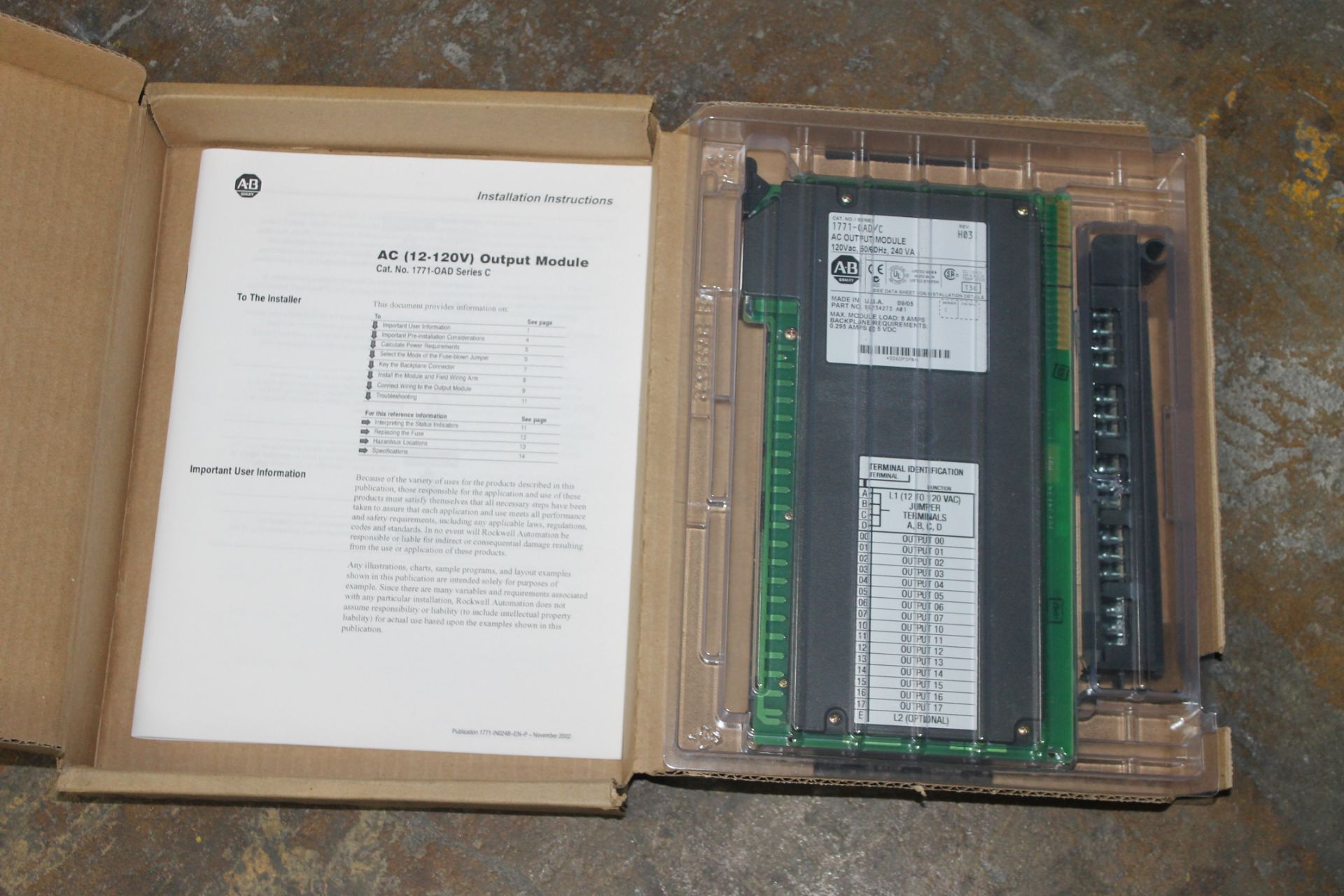 ALLEN BRADLEY MODULE OUTPUT, CAT NO:1771-OAD/C