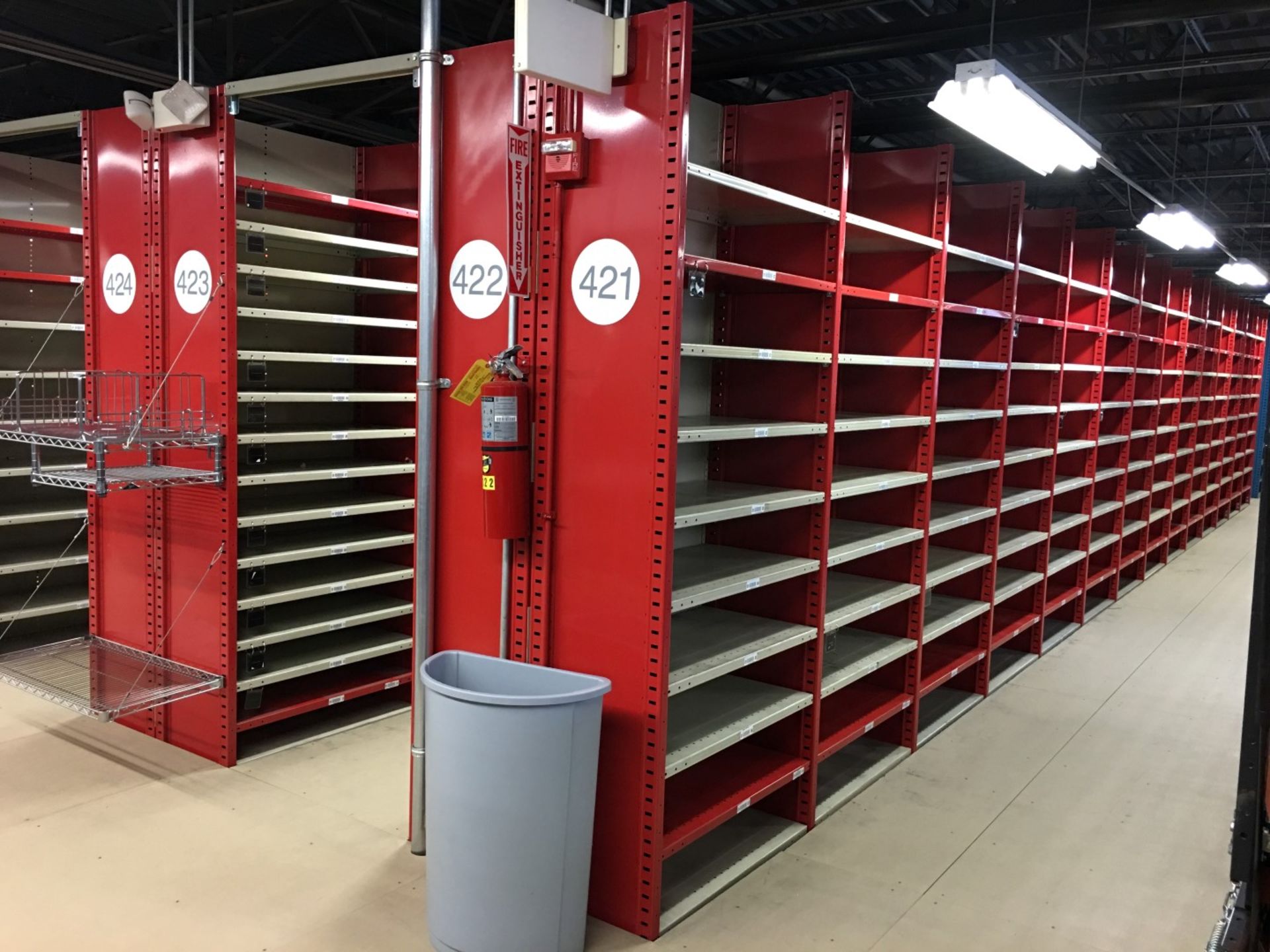 52 SECTIONS OF HALLOWELL H-POST CLOSED BACK SHELVING (BACK TO BACK), SIZE: 98"H X 18"D X 36"W