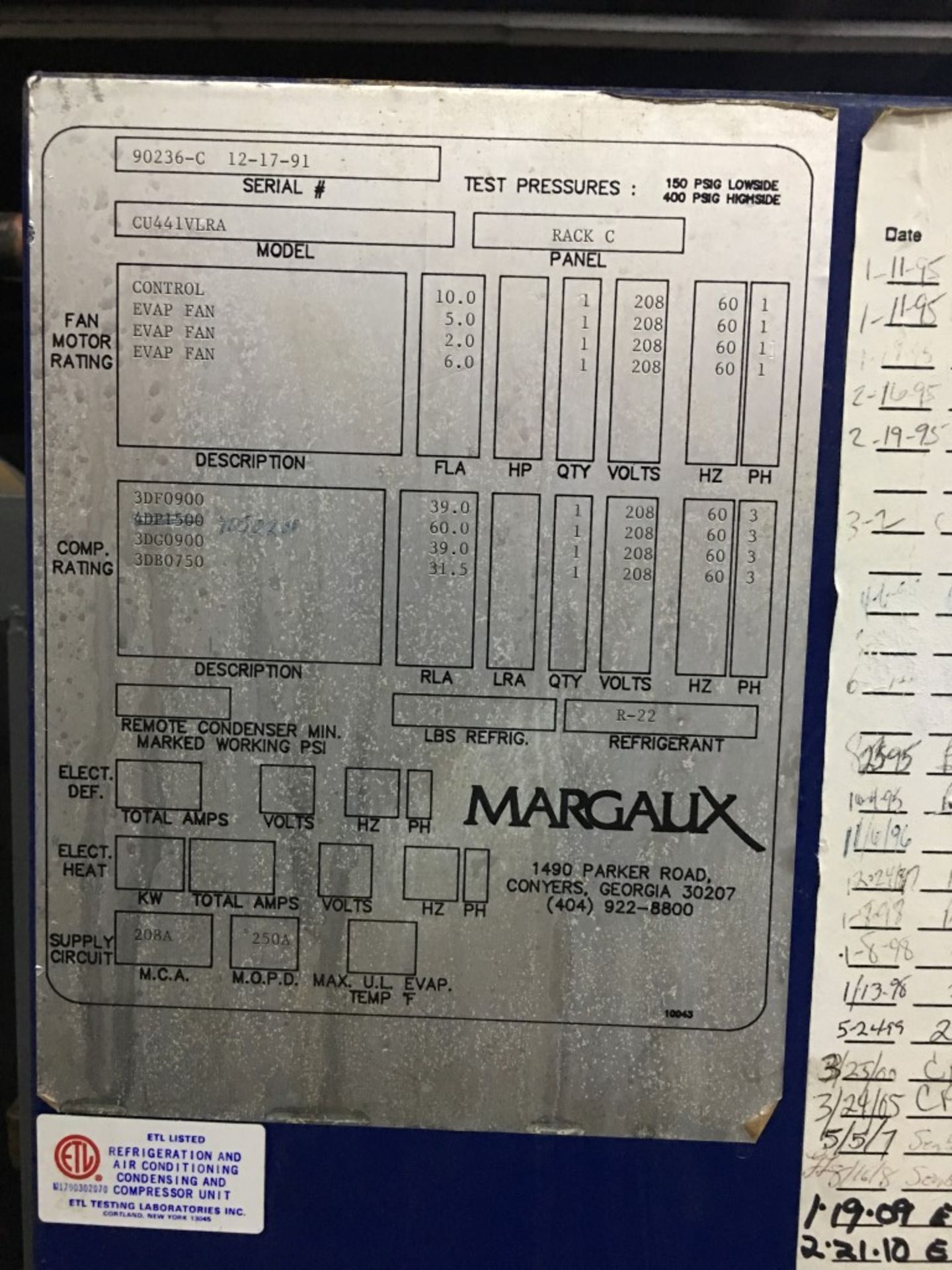 MARGAUX CU441VLRA COMPRESSOR RACK WITH 4 COPELAND COMPRESSORS, SEE DETAILS - Image 2 of 4