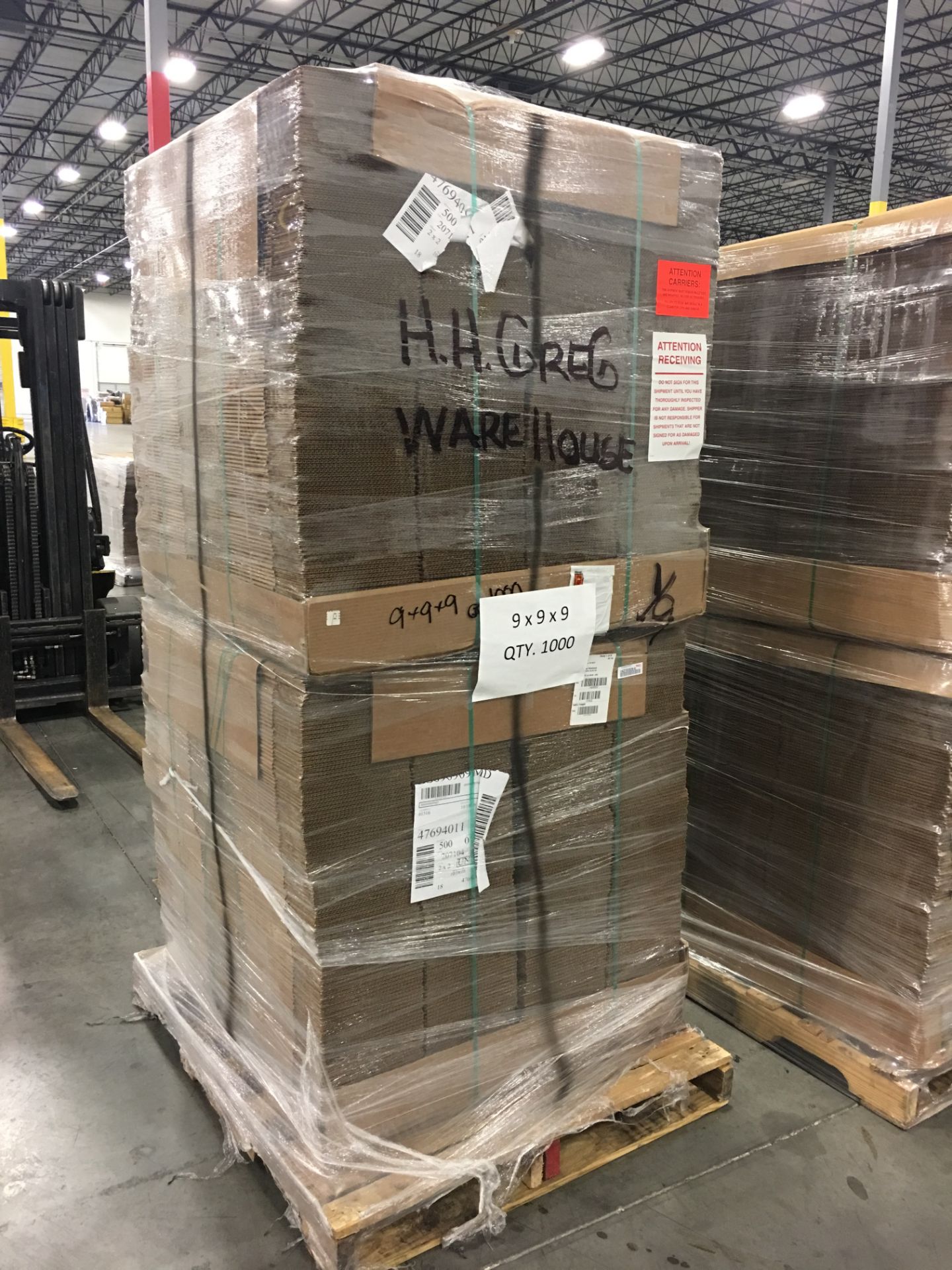 PALLET OF 09 X 09 X 09 INTERNATIONAL PAPER SHIPPING BOXES,
