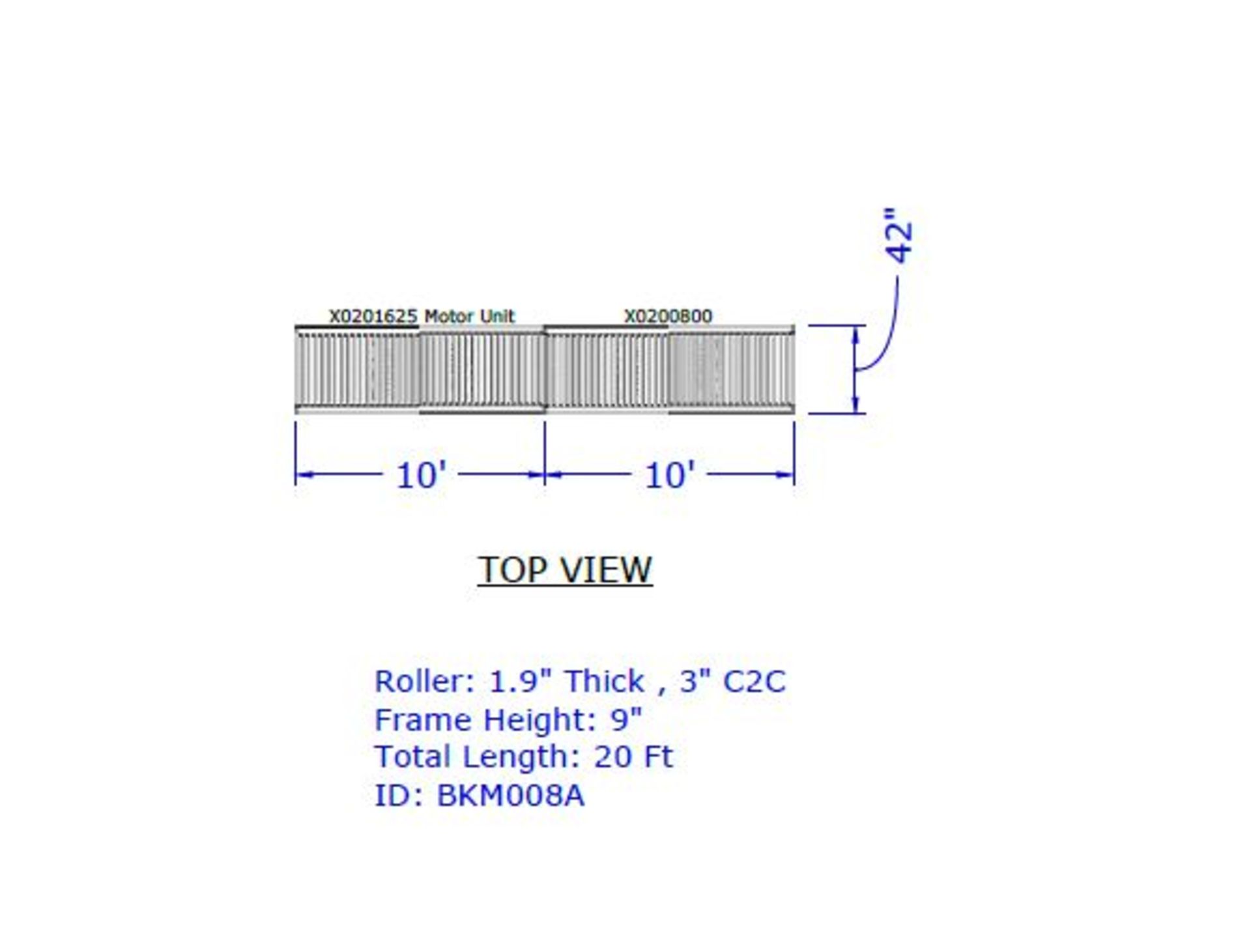 2002 XENOROL XR48 20 FT LONG X 42" WIDE, LINE-SHAFT-DRIVEN LIVE ROLLER CONVEYOR / POWERED CONVEYOR - Image 3 of 8