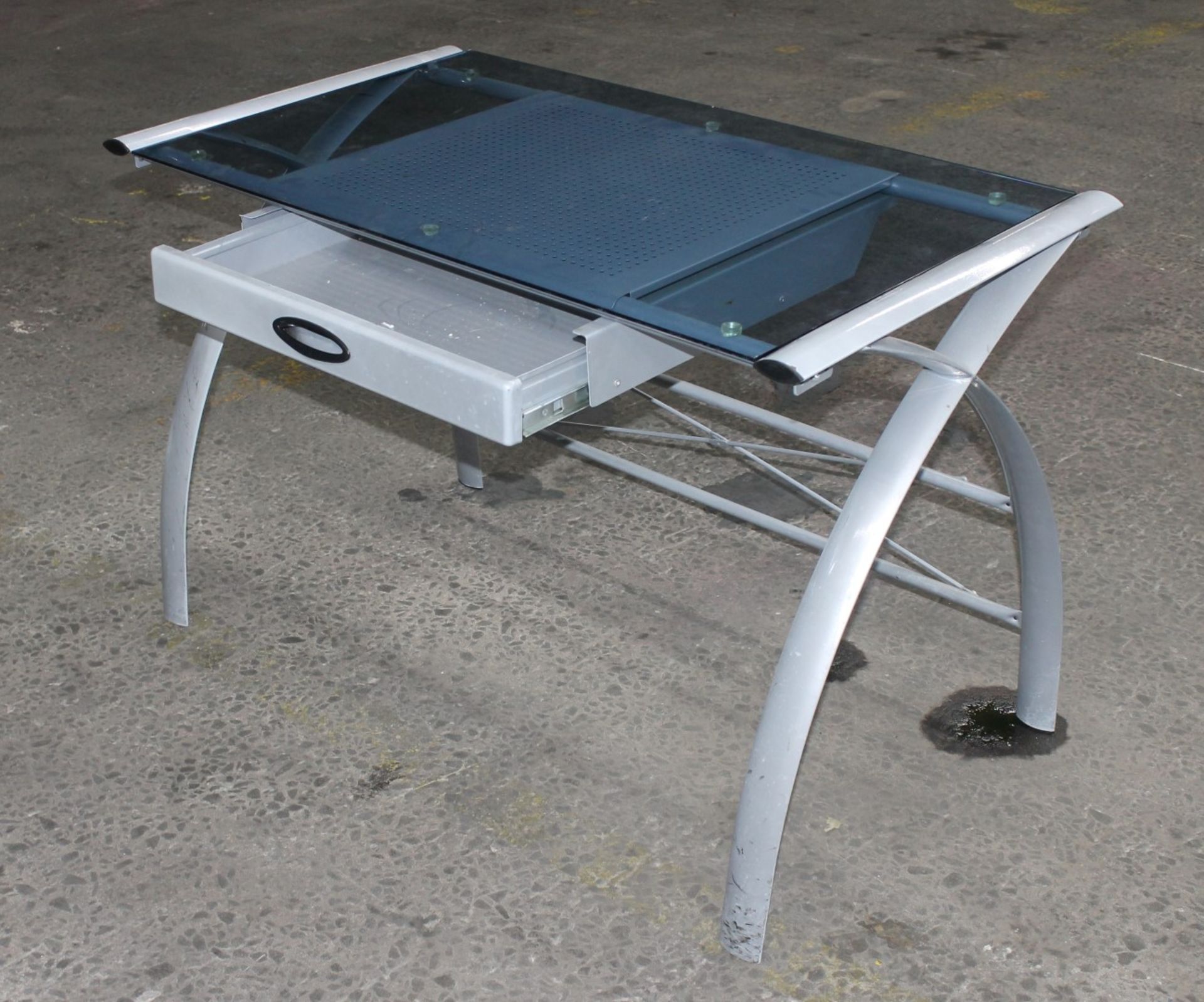 45"W X 25"D X 29"H GLASS COMPUTER DESK, - Image 3 of 3