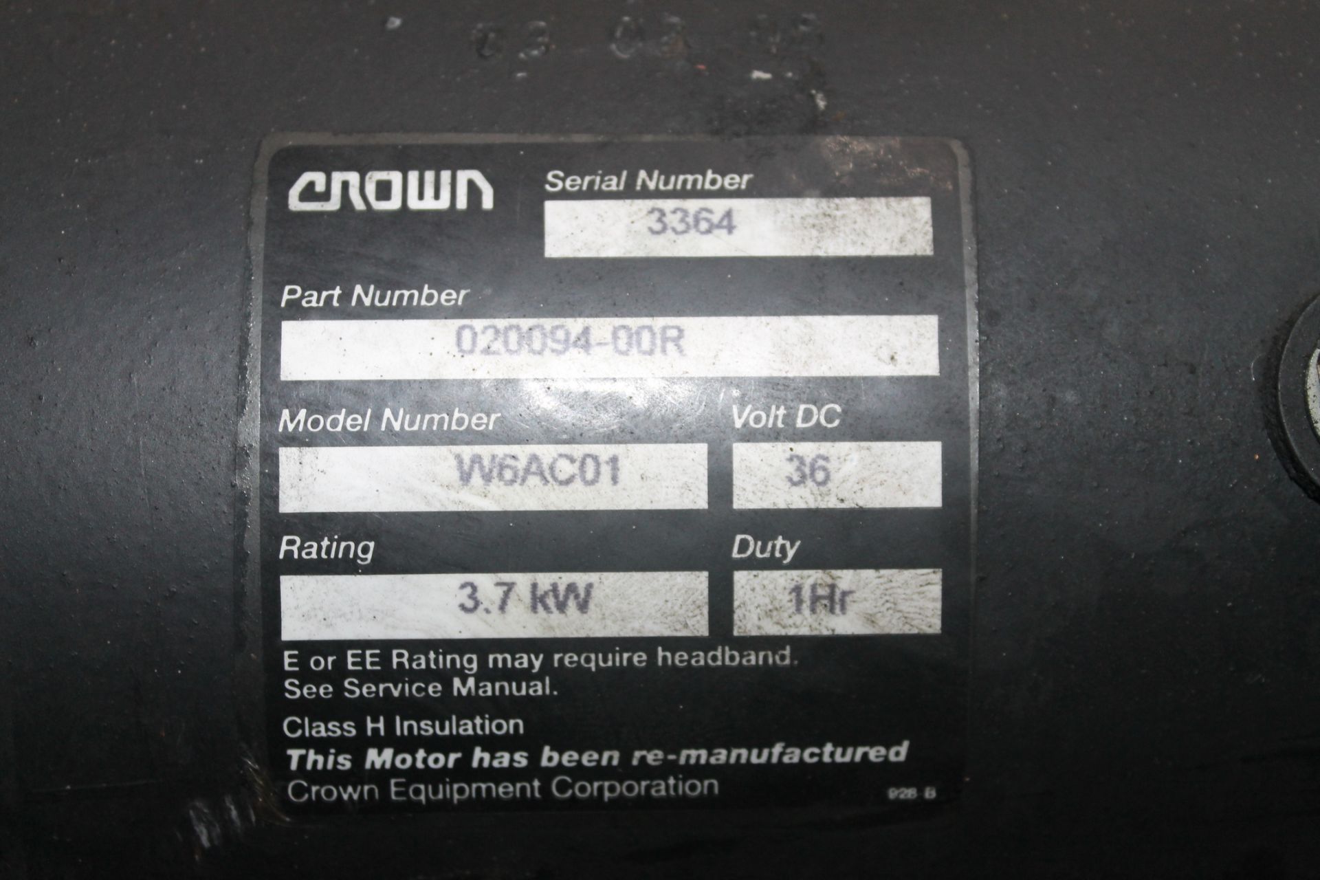 2 PCS OF CROWN 36 VOLTS DC 3.7 KW RATING ELECTRIC MOTOR, - Image 2 of 2