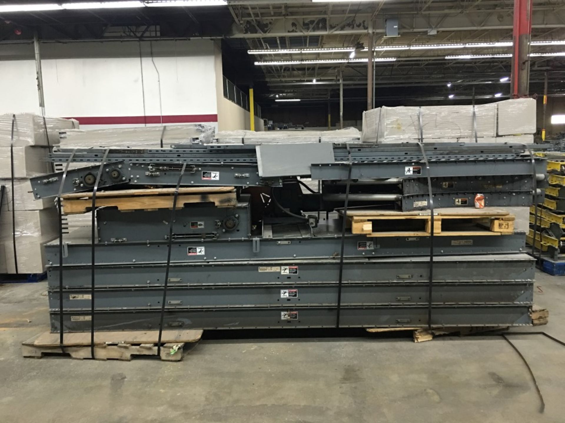 BUSCHMAN DECLINE BELT CONVEYOR WITH 90 DEGREE CURVE, OVERALL LENGTH:- 70'L X 30"W, - Image 2 of 3