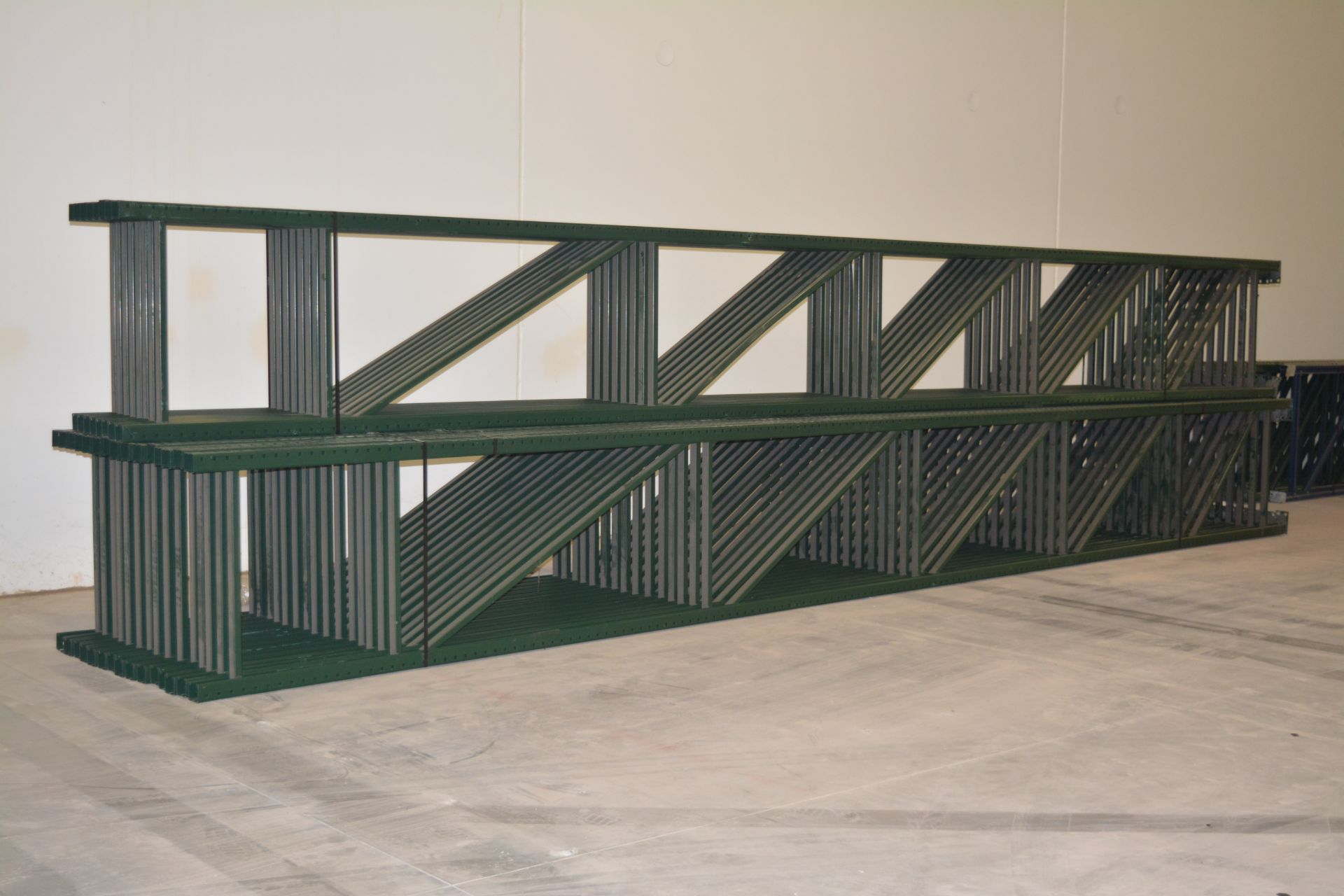 28 BAYS OF 26'H x 42"D X 120"W TEARDROP STYLE PALLET RACK, (BACK TO BACK) (4 BEAM LEVEL)