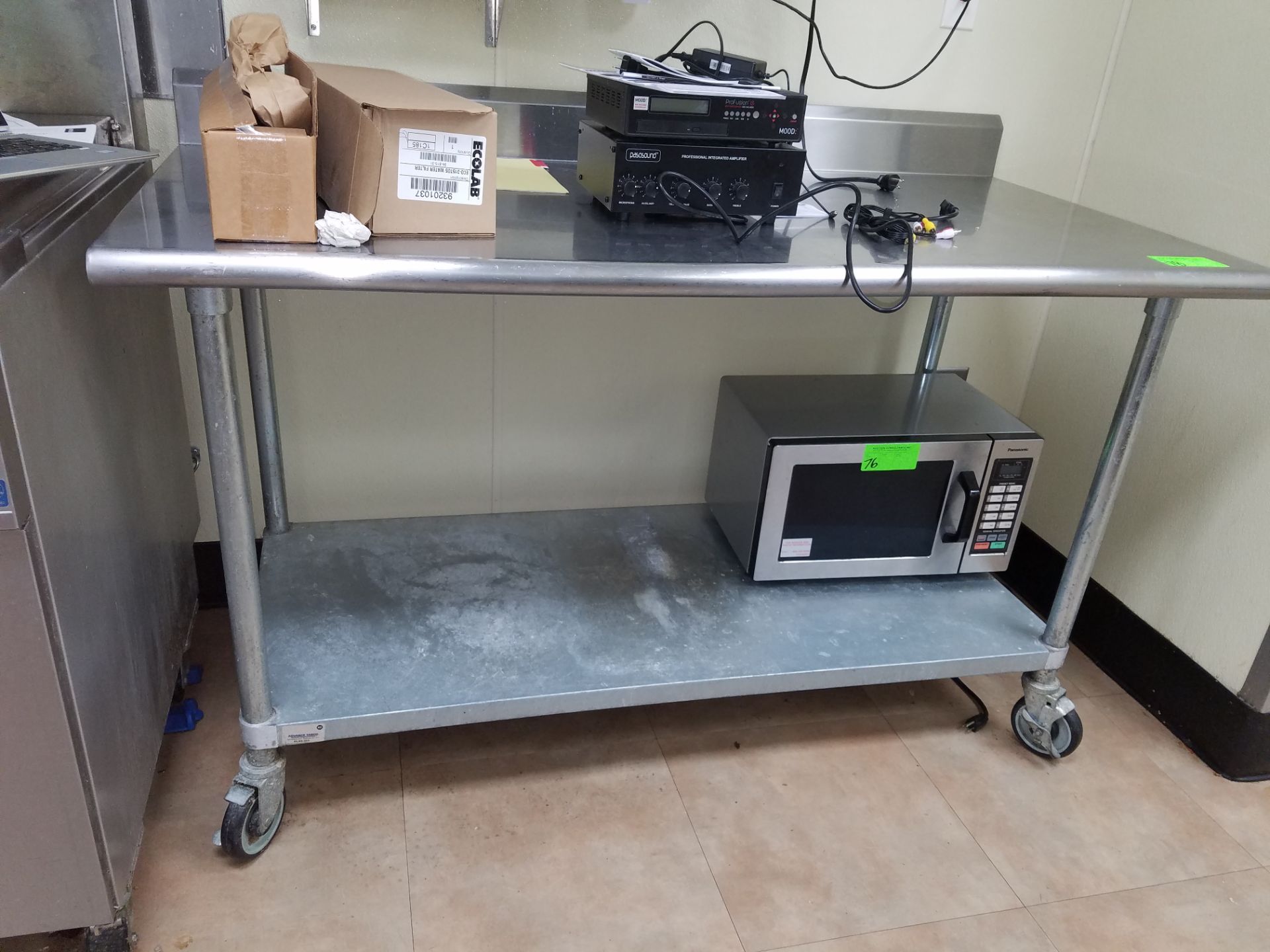 Stainless steel 5' work table with under shelf on castors
