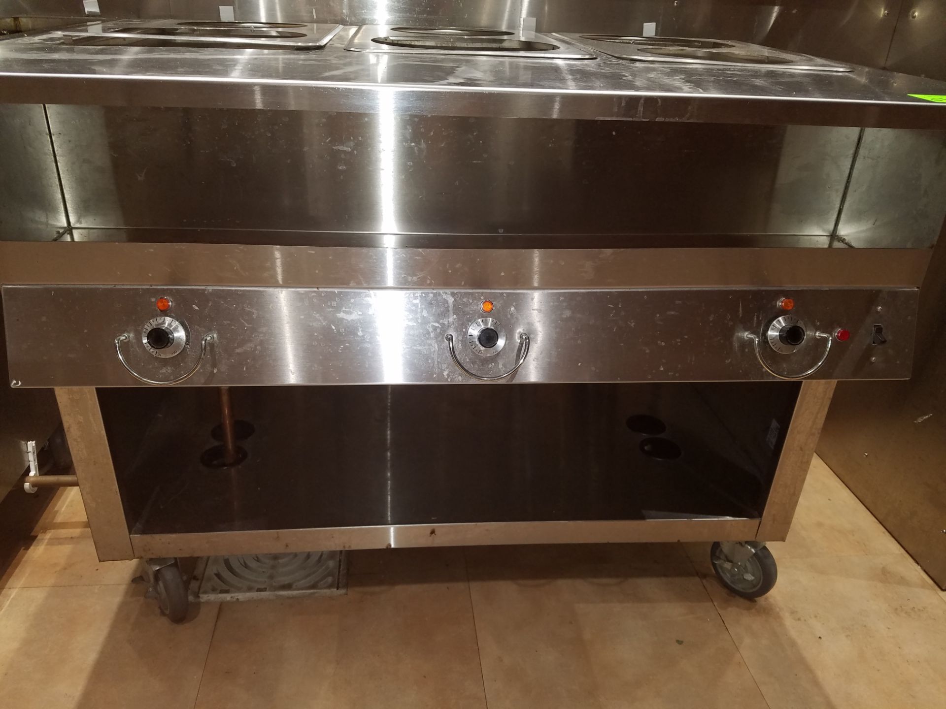 Thermaduke hot food steam table, model #E, 46", electric, stainless steel on castors - Image 2 of 3