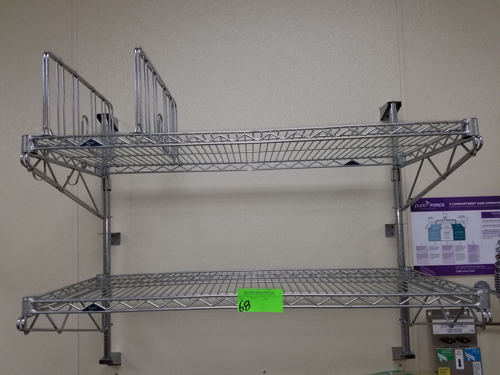 Metro stainless steel double over shelf with brackets, 42"