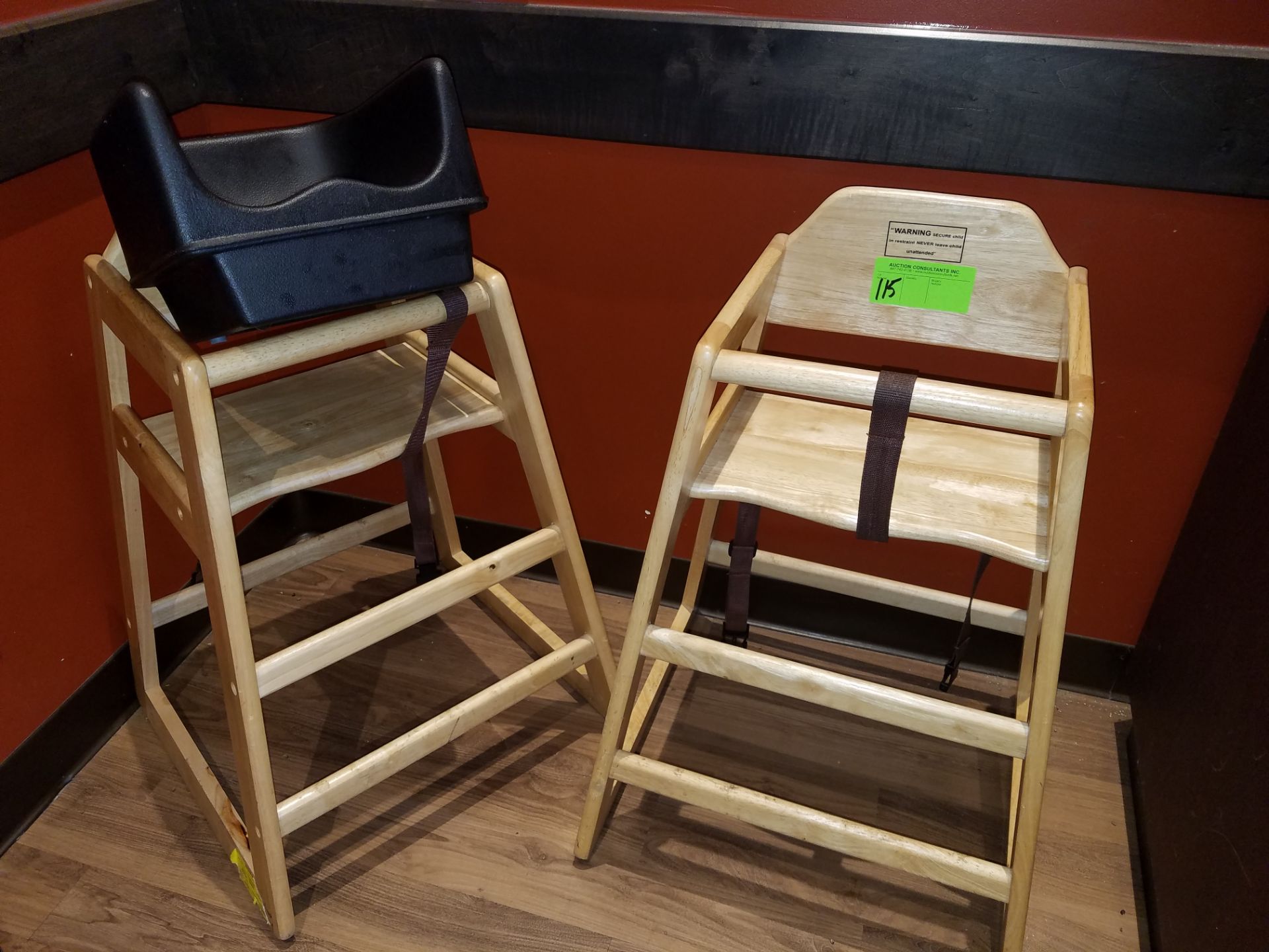 Children's chairs: booster and 2 oak high chairs